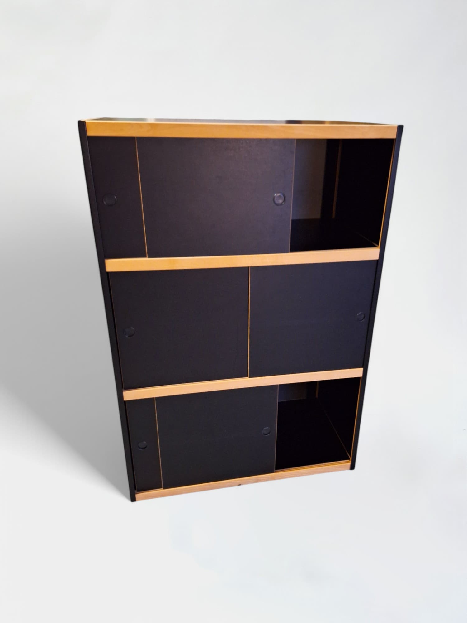 Black wooden storage with sliding doors-1