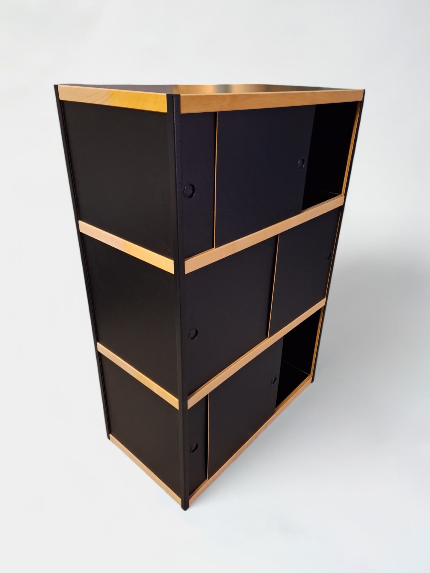 Black wooden storage with sliding doors-2