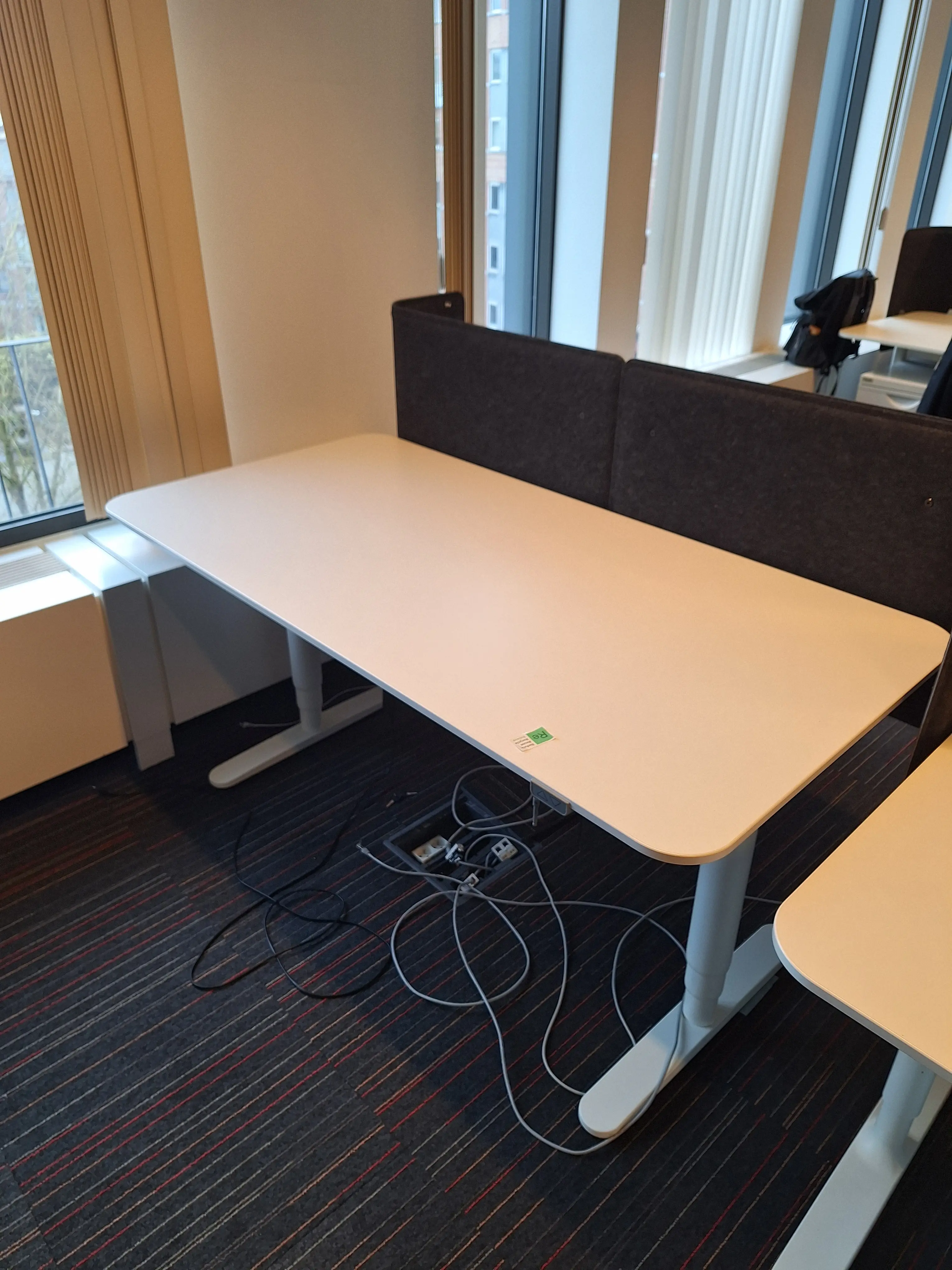 IKEA 160cm White Laminate Desk with electric Adjustable Height without dark grey divider-0