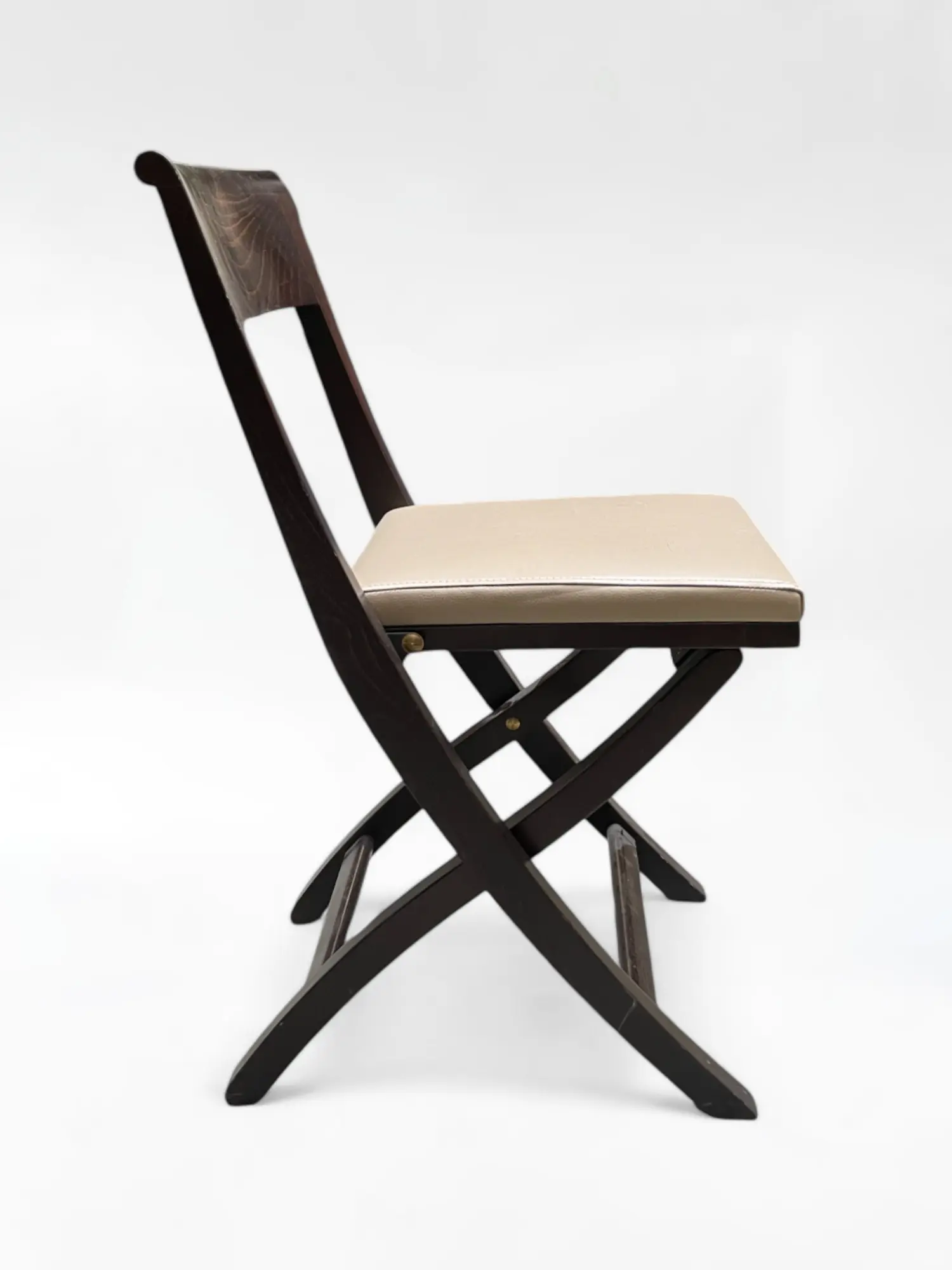 Dark Brown Wooden Chair with Beige Cushioned-1