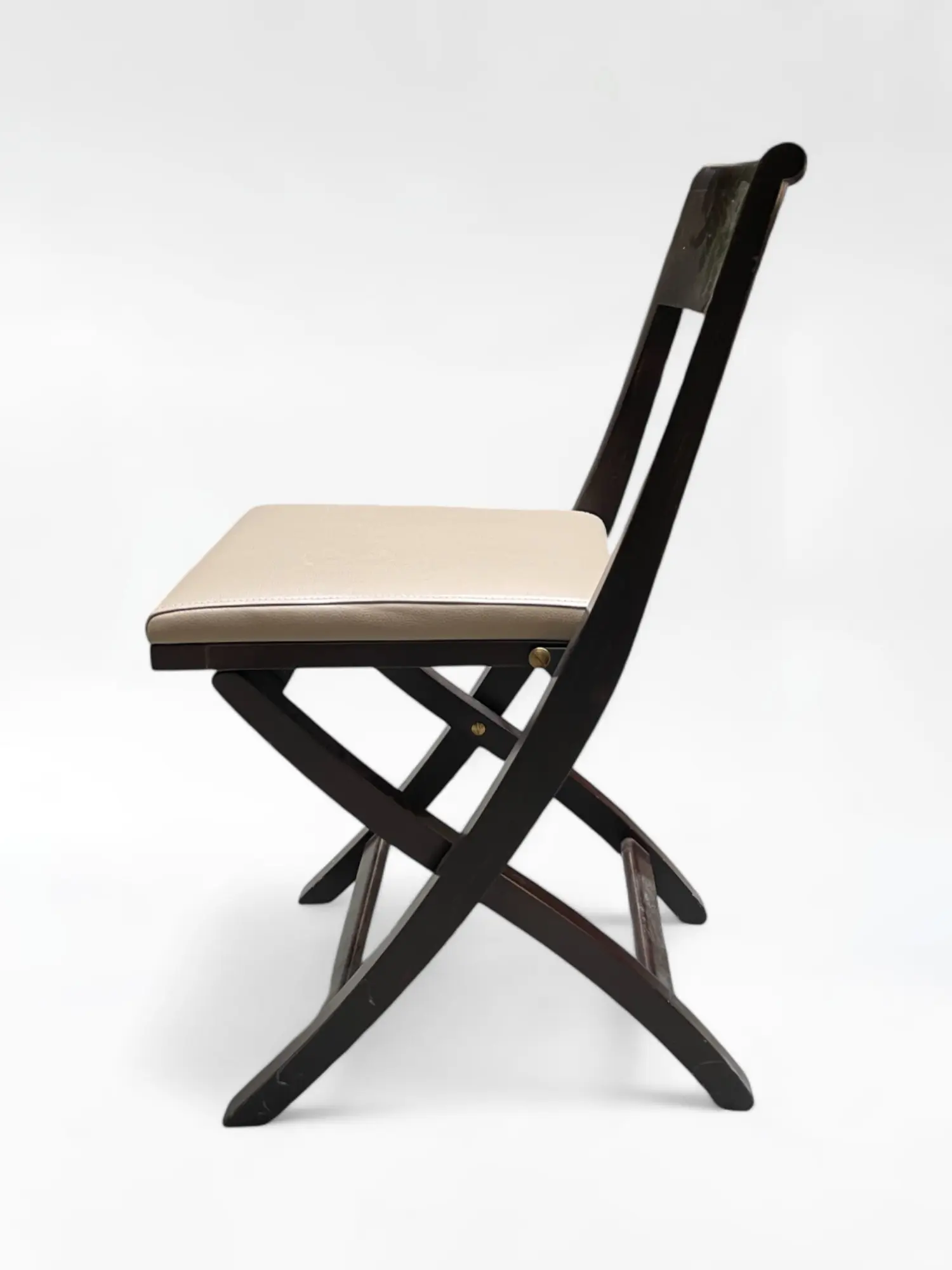 Dark Brown Wooden Chair with Beige Cushioned-2