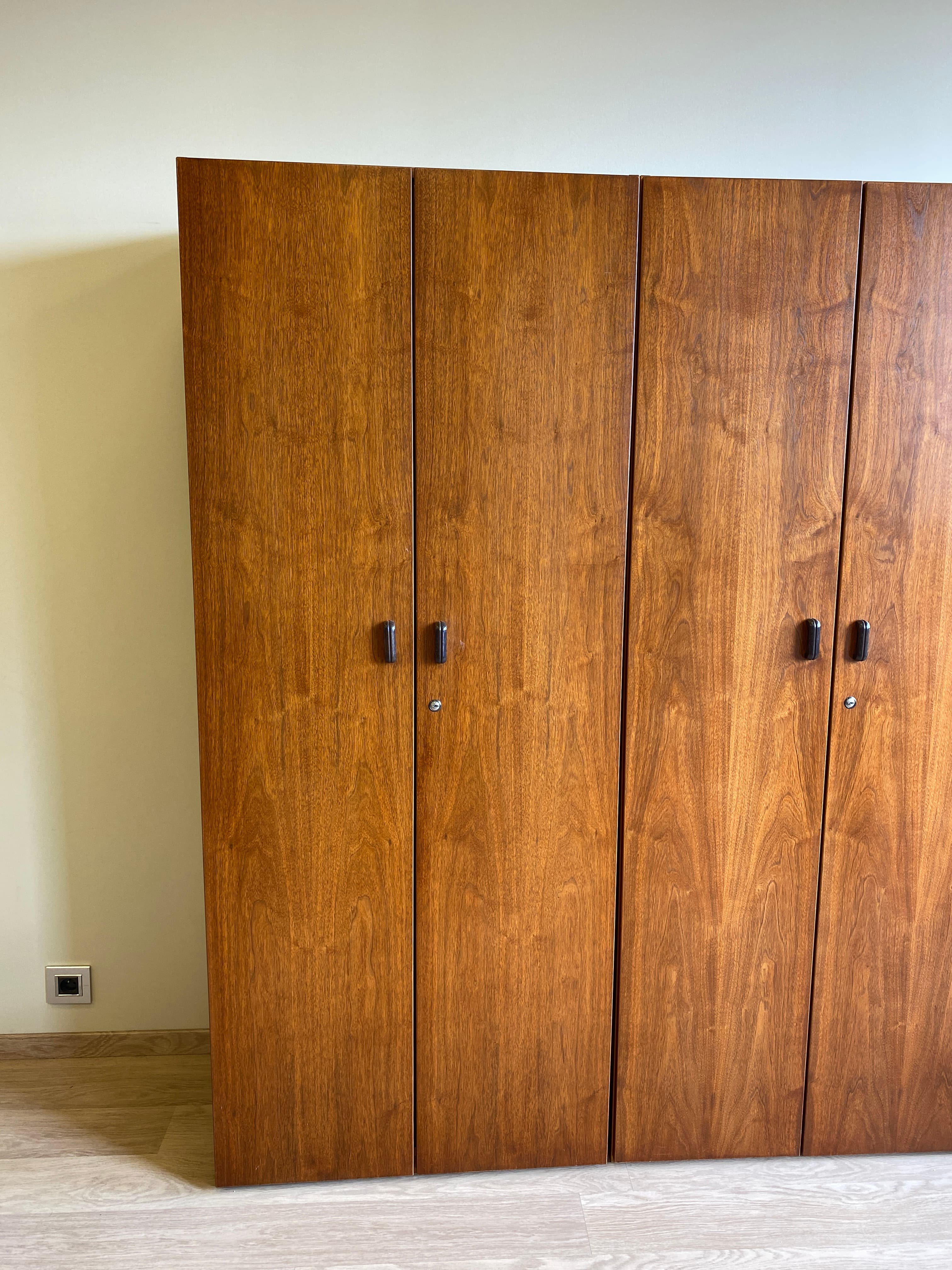 200cm Vintage dark wood vintage cupboard storage without key-1