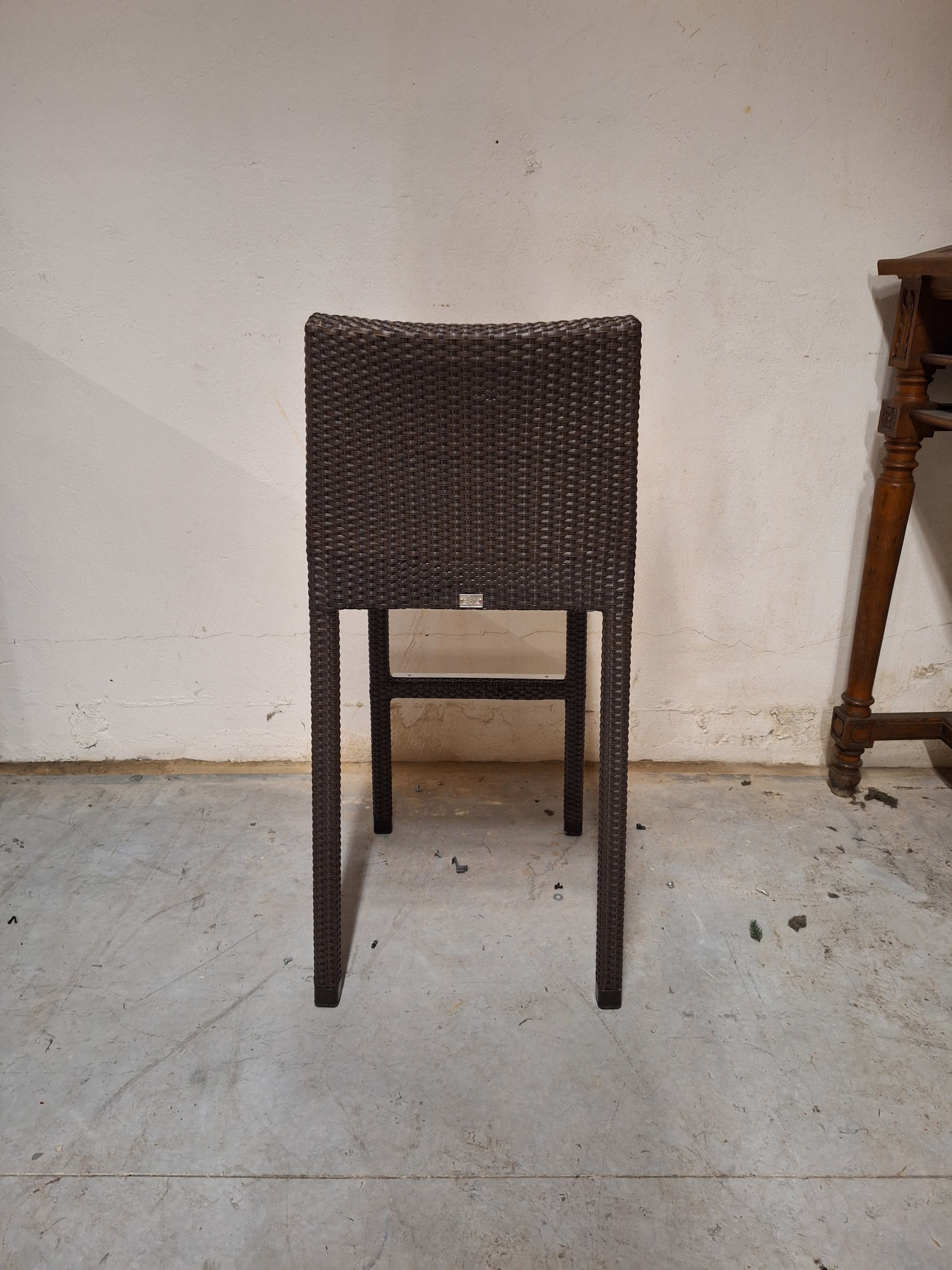 Satelliet Hoge bruine kunststof rieten stoel-2