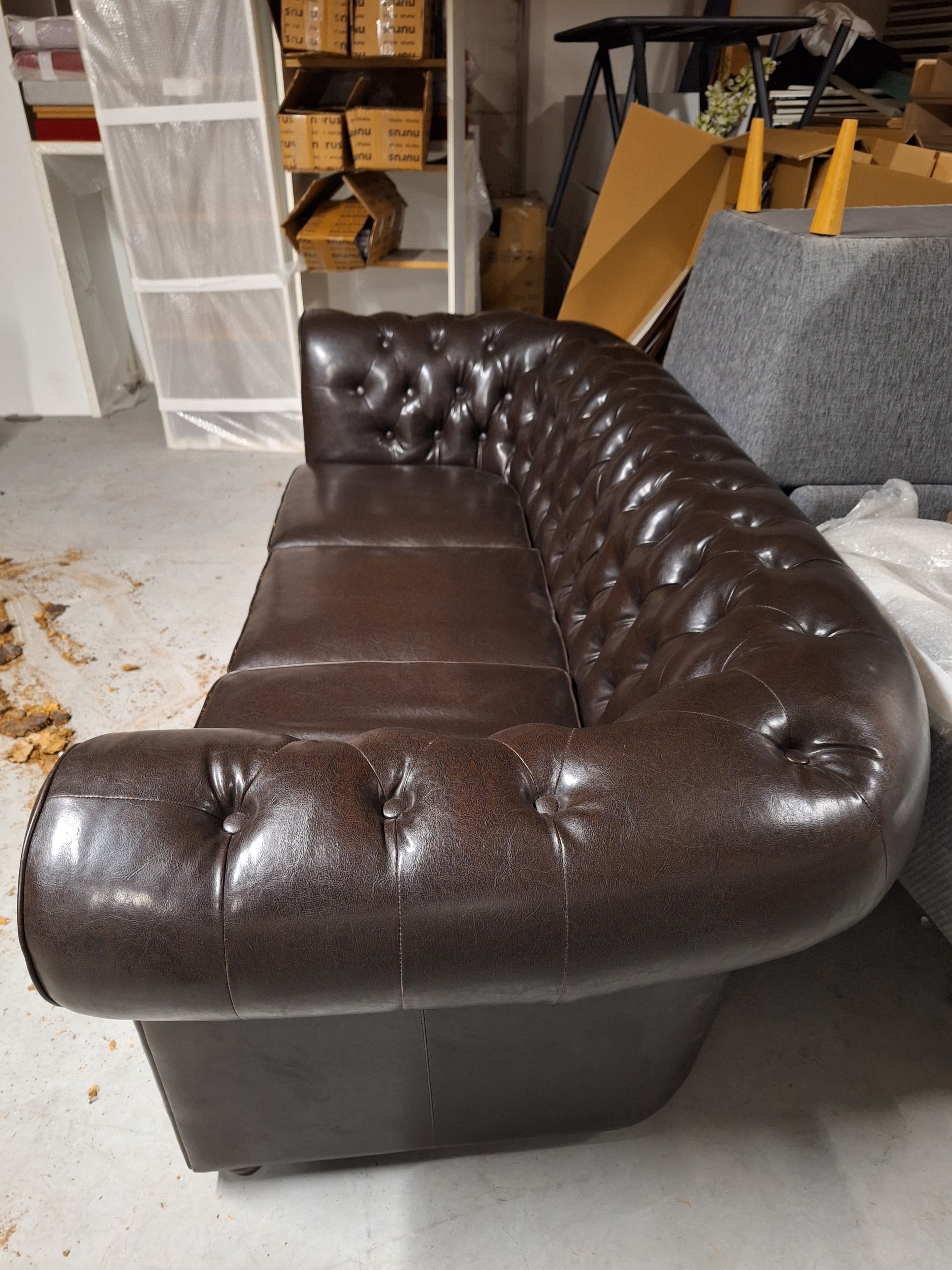 Chocolate similar leather sofa-3