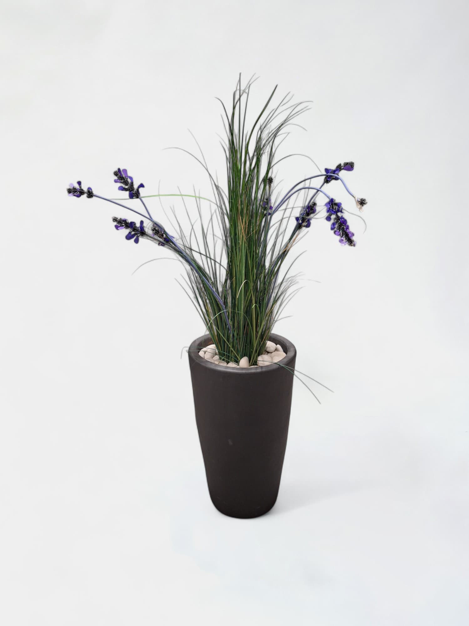 Fake purple plant with grey oval pot-0