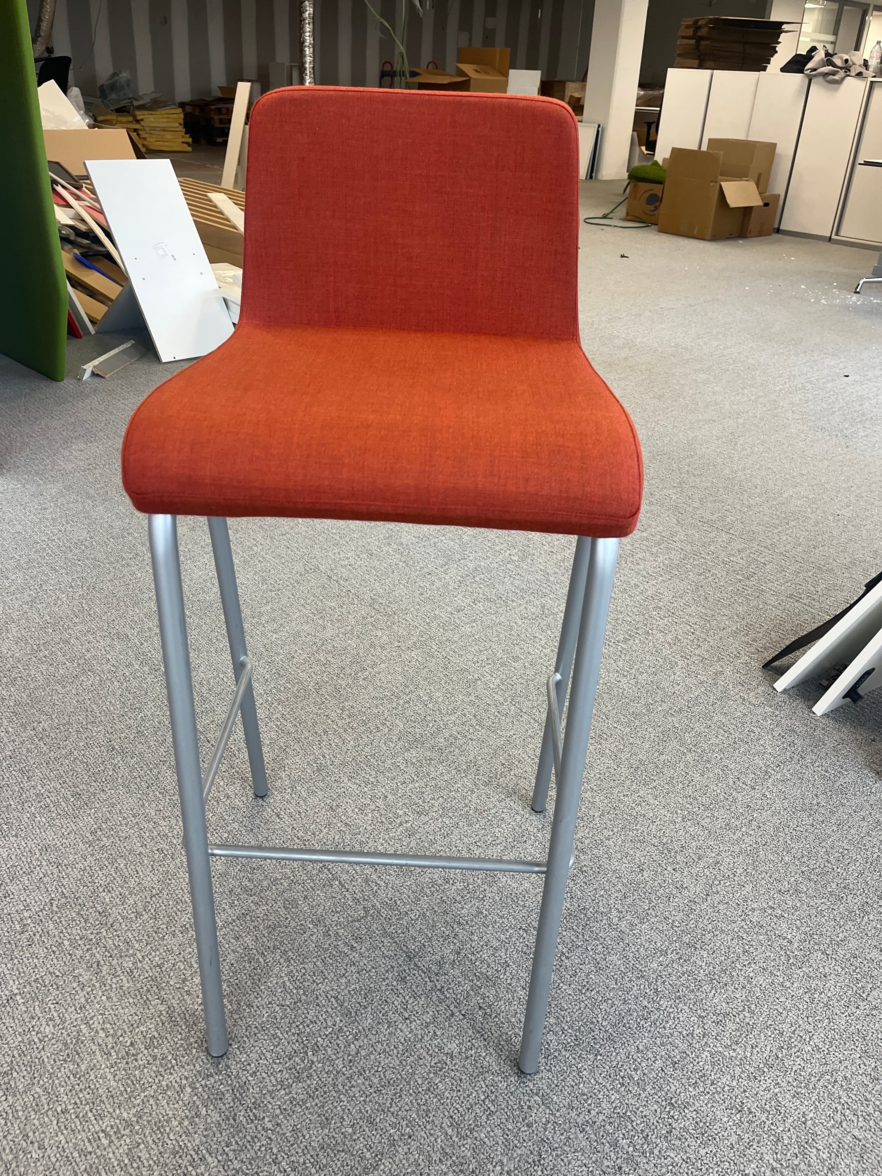 Steelcase terracotta High fabric chair with grey legs-0