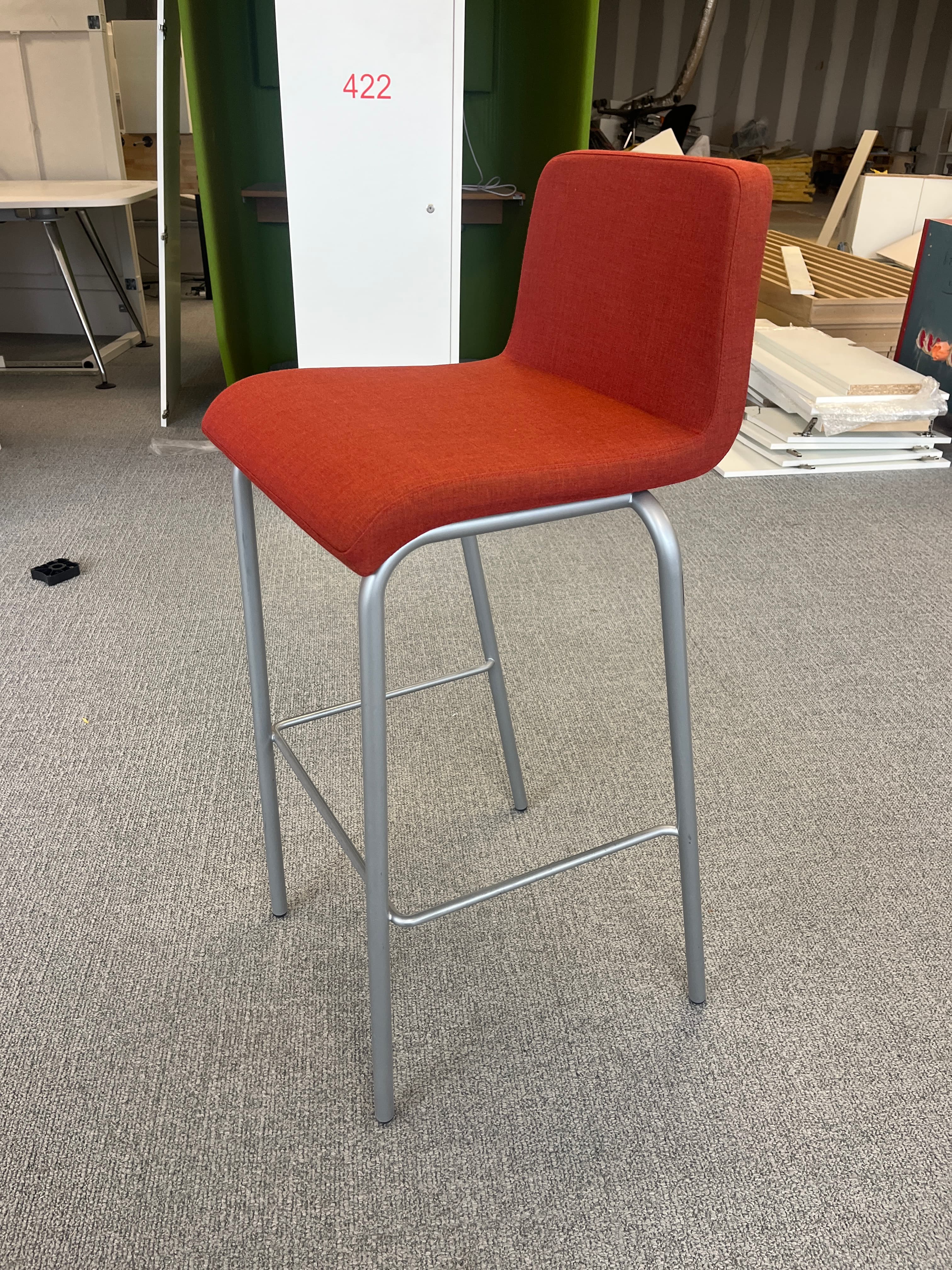 Steelcase terracotta High fabric chair with grey legs-1