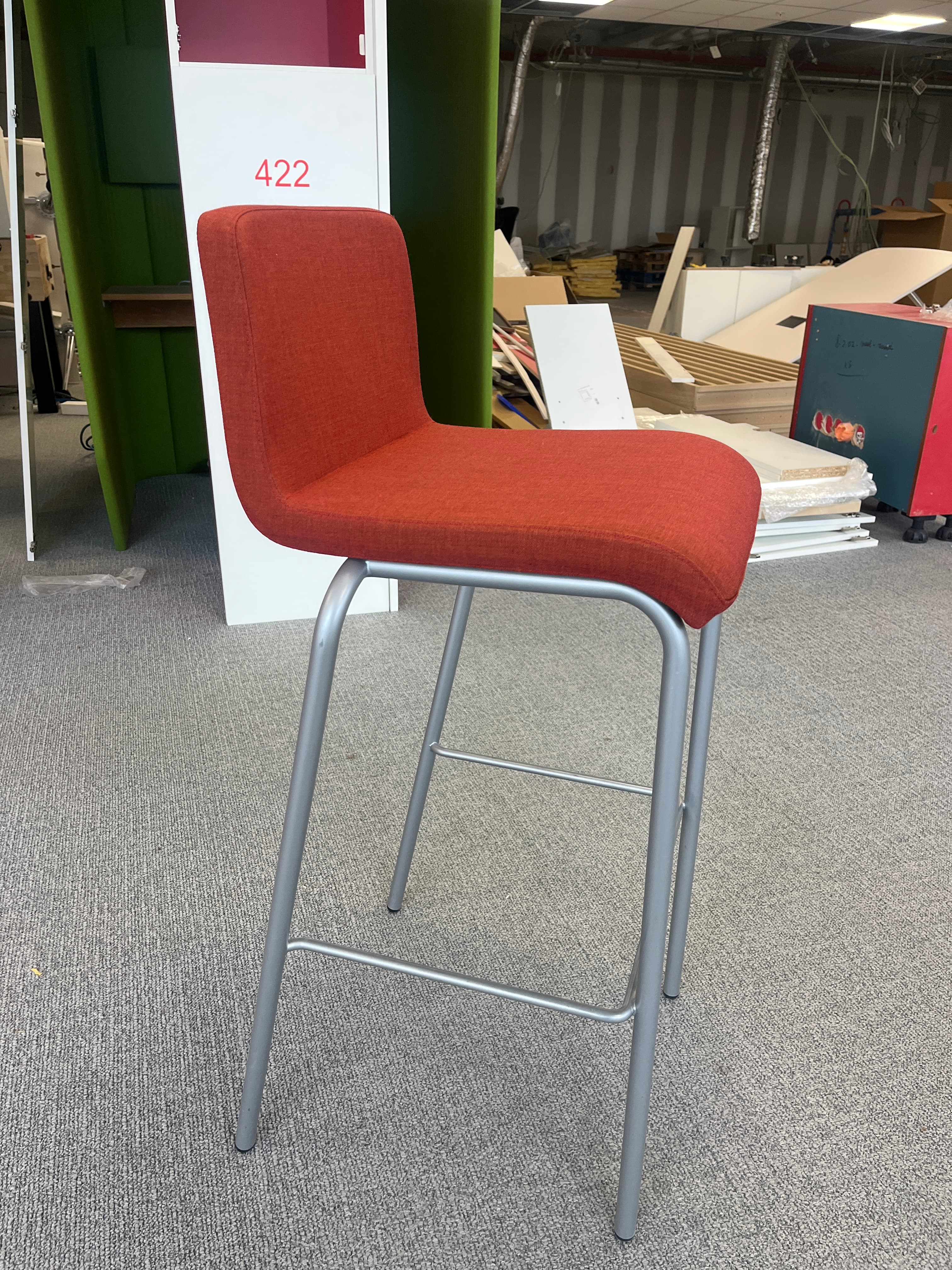 Steelcase terracotta High fabric chair with grey legs-2