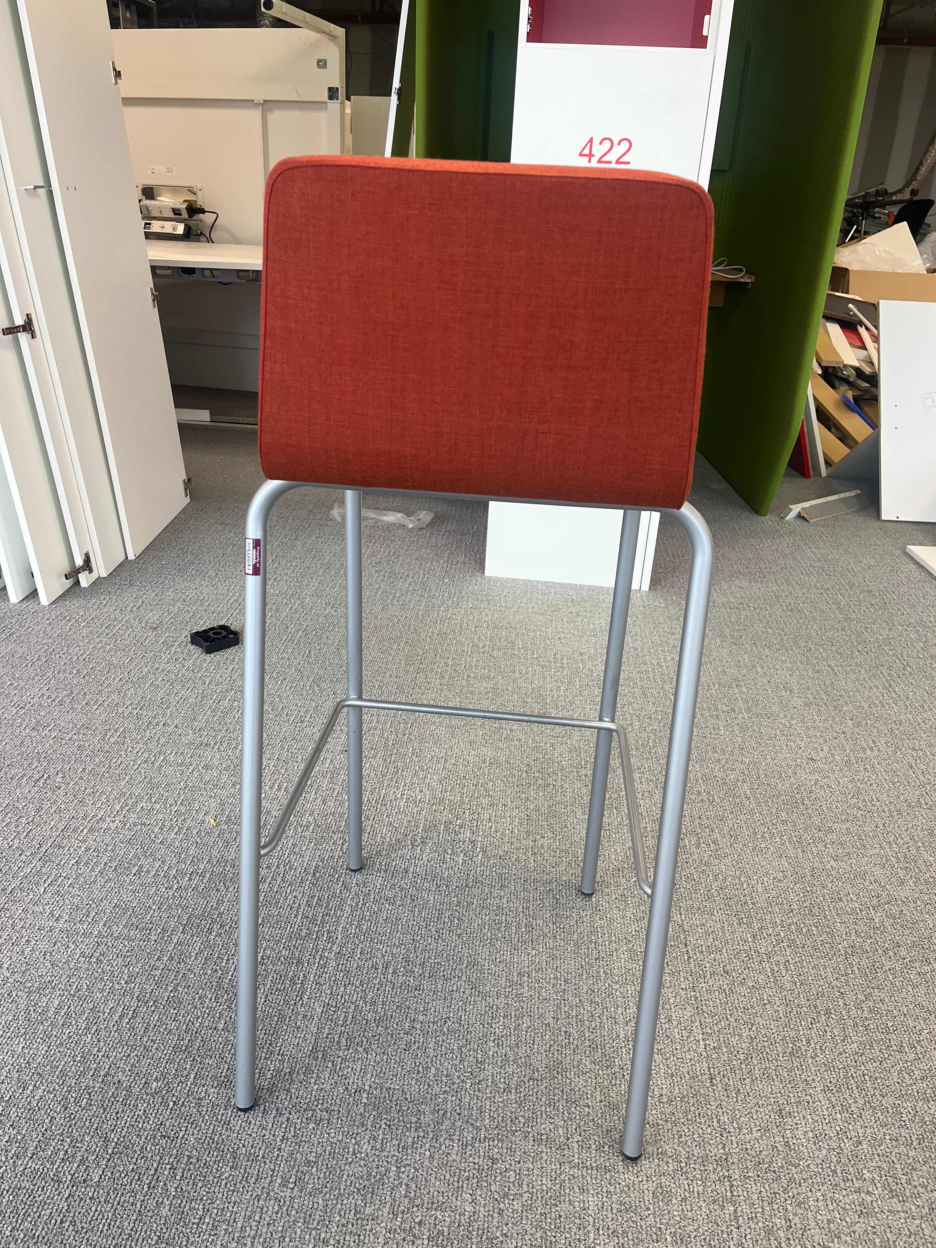 Steelcase terracotta High fabric chair with grey legs-3