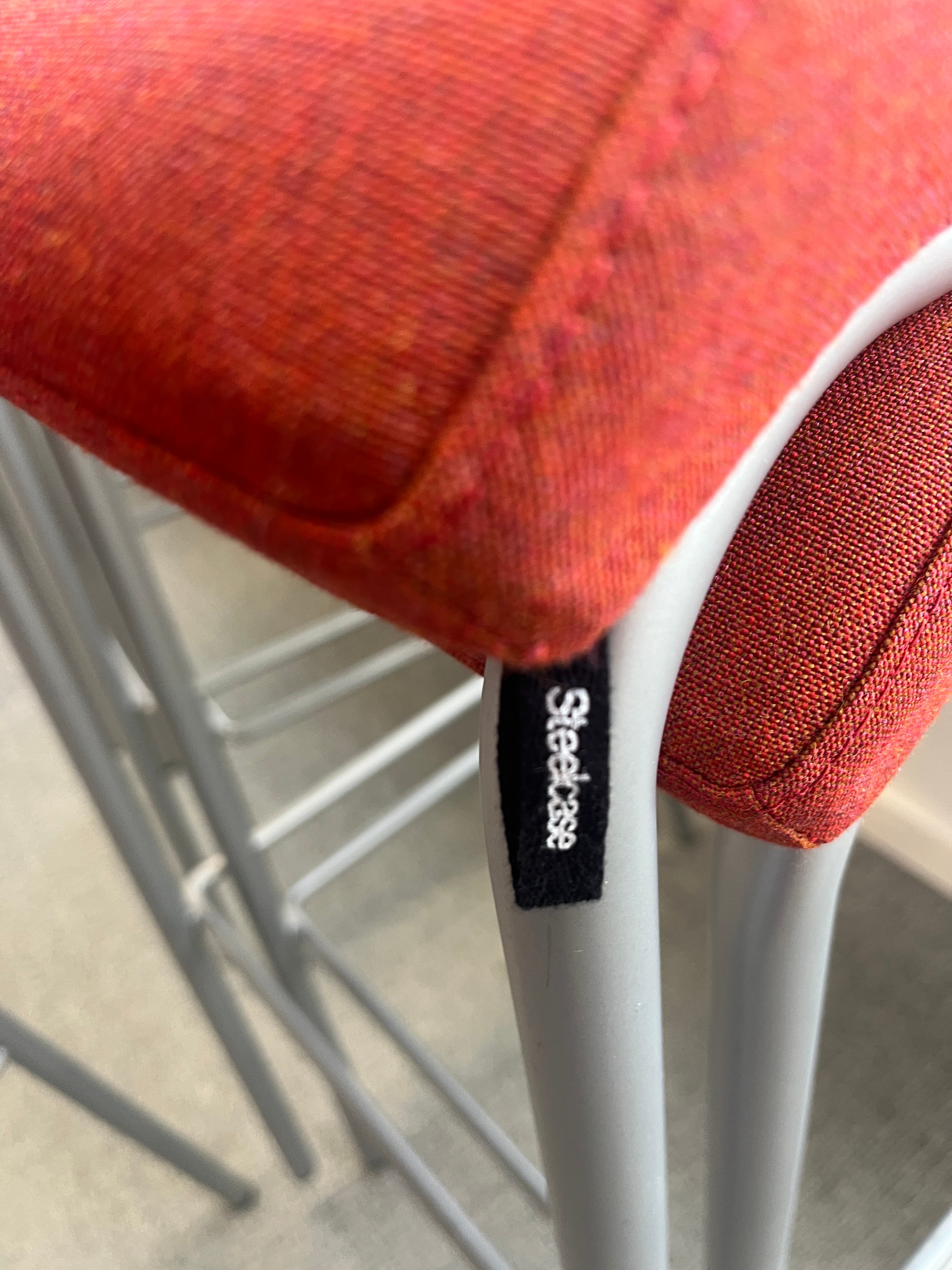 Steelcase terracotta High fabric chair with grey legs-4