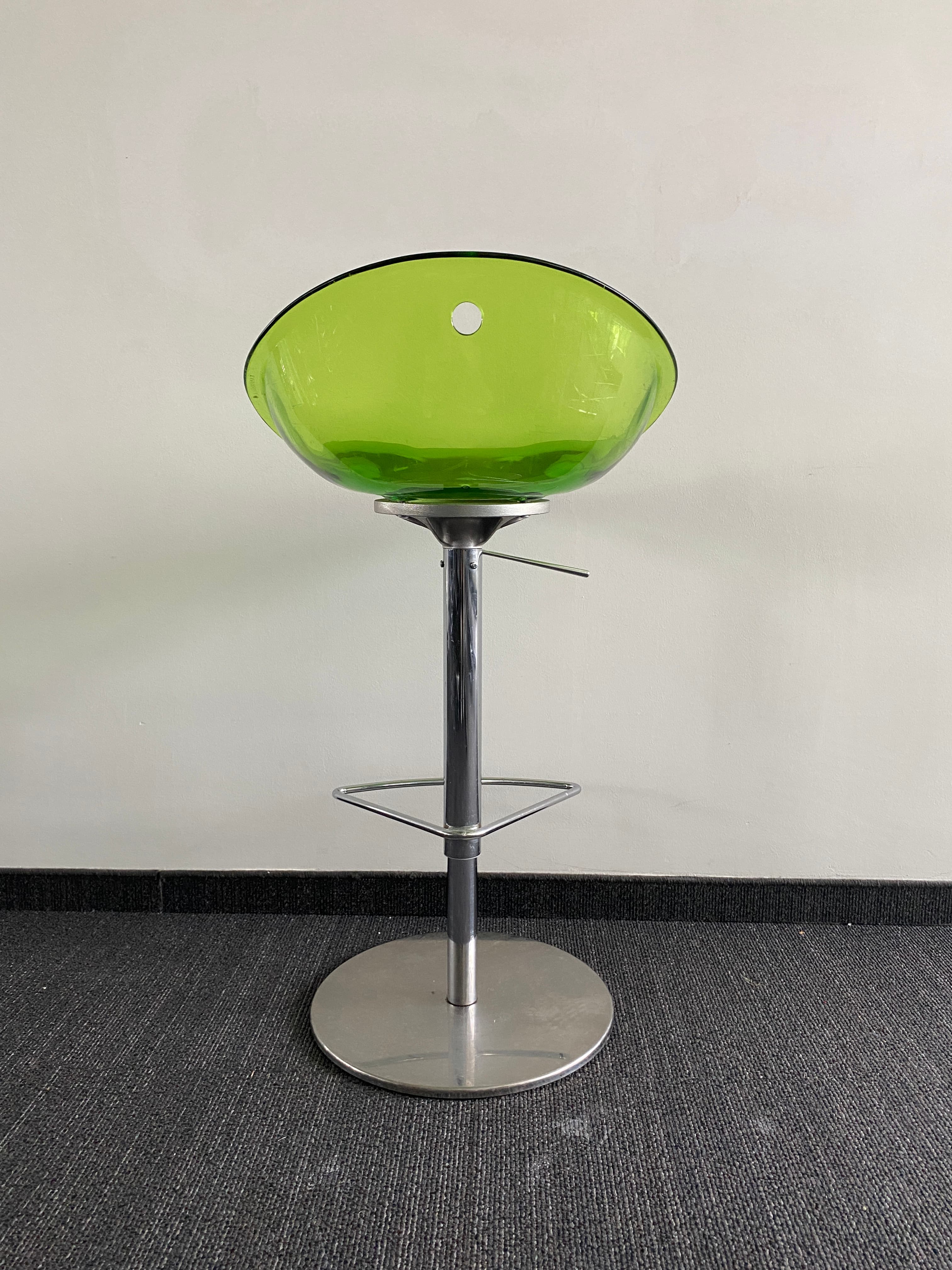 Pedrali Lime Green Acrylic Bar Stool with Adjustable Chrome Base-3
