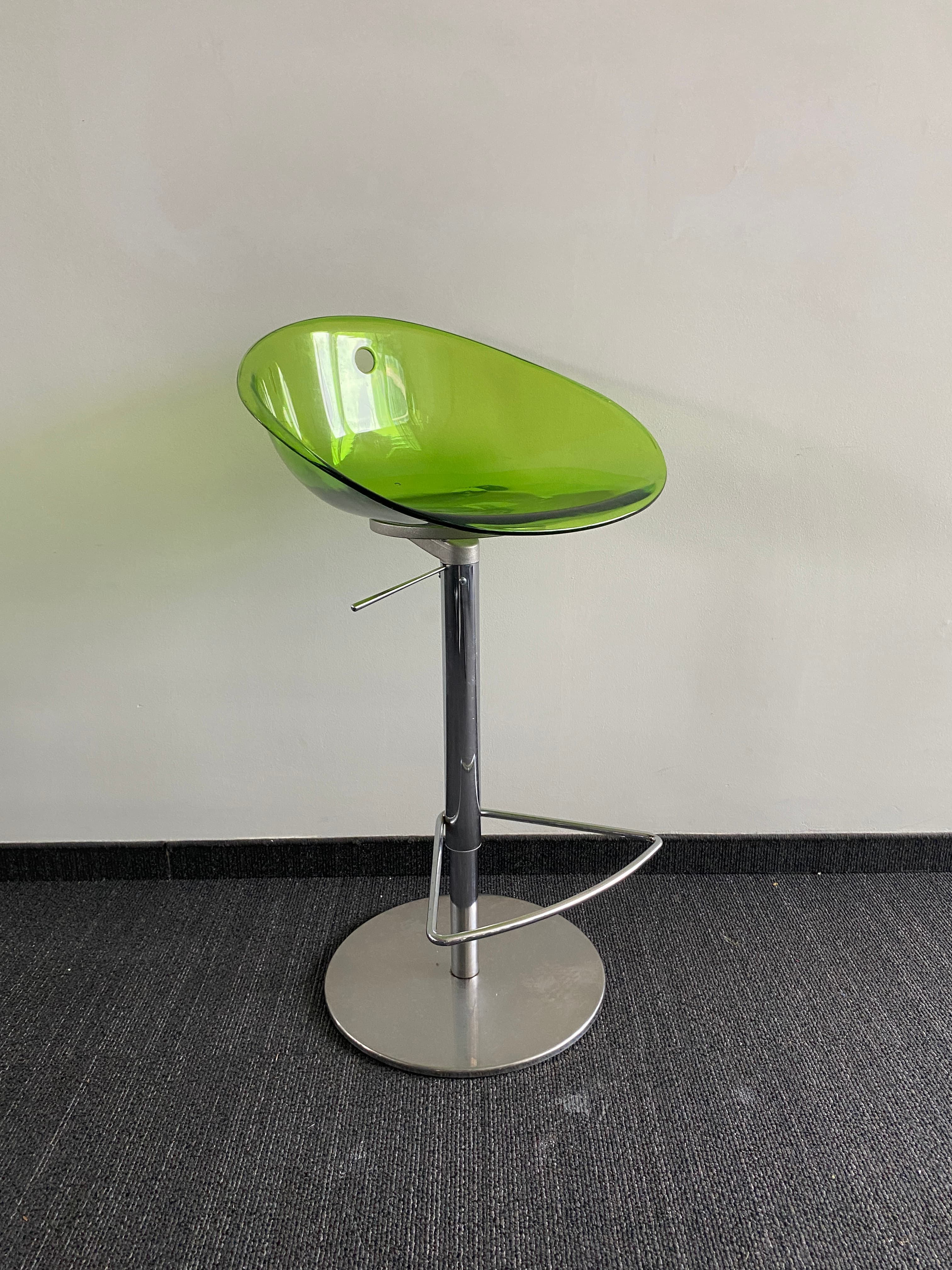 Pedrali Lime Green Acrylic Bar Stool with Adjustable Chrome Base-1