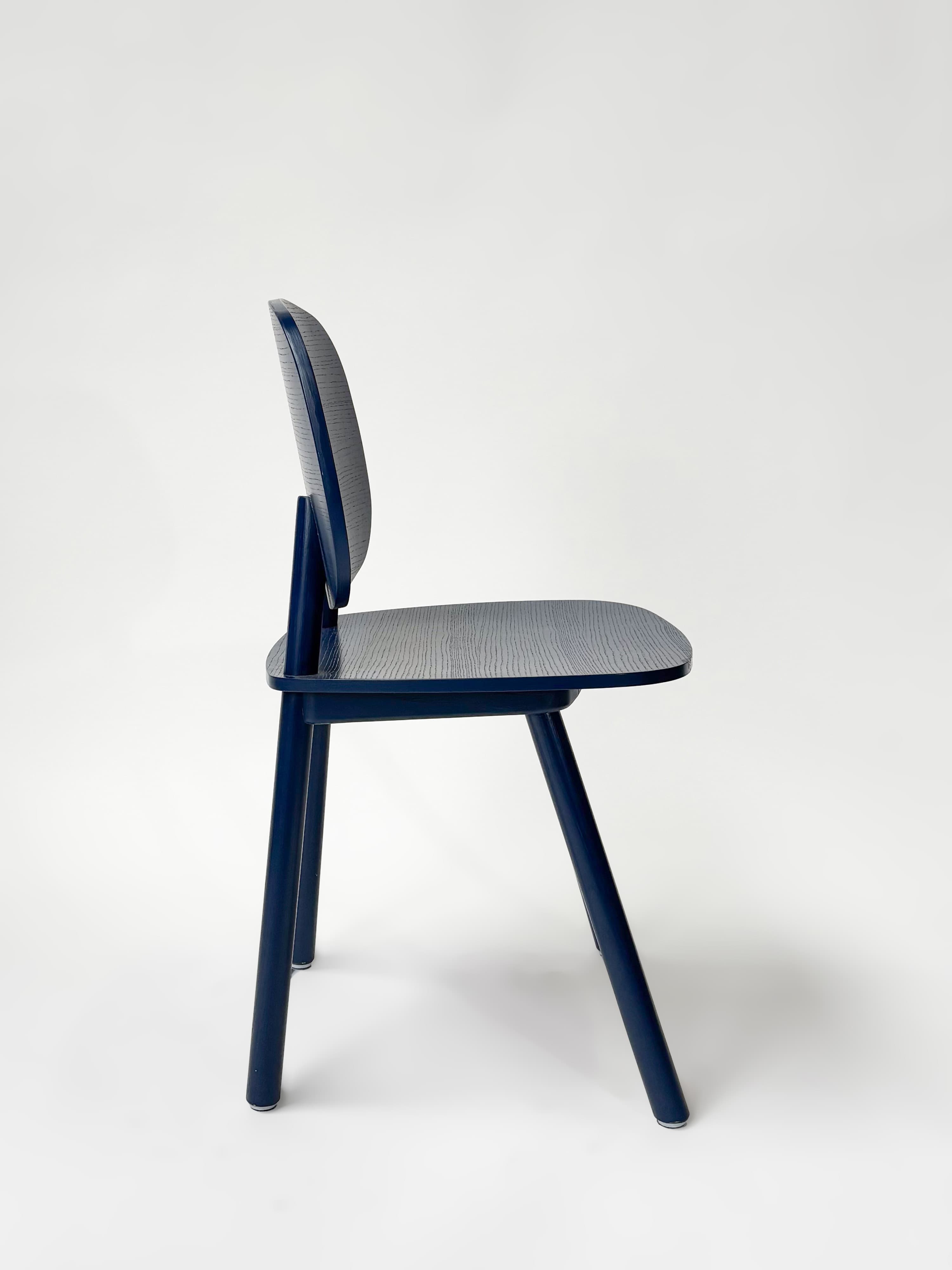 CRUSO Chaise en bois bleu nordique-3
