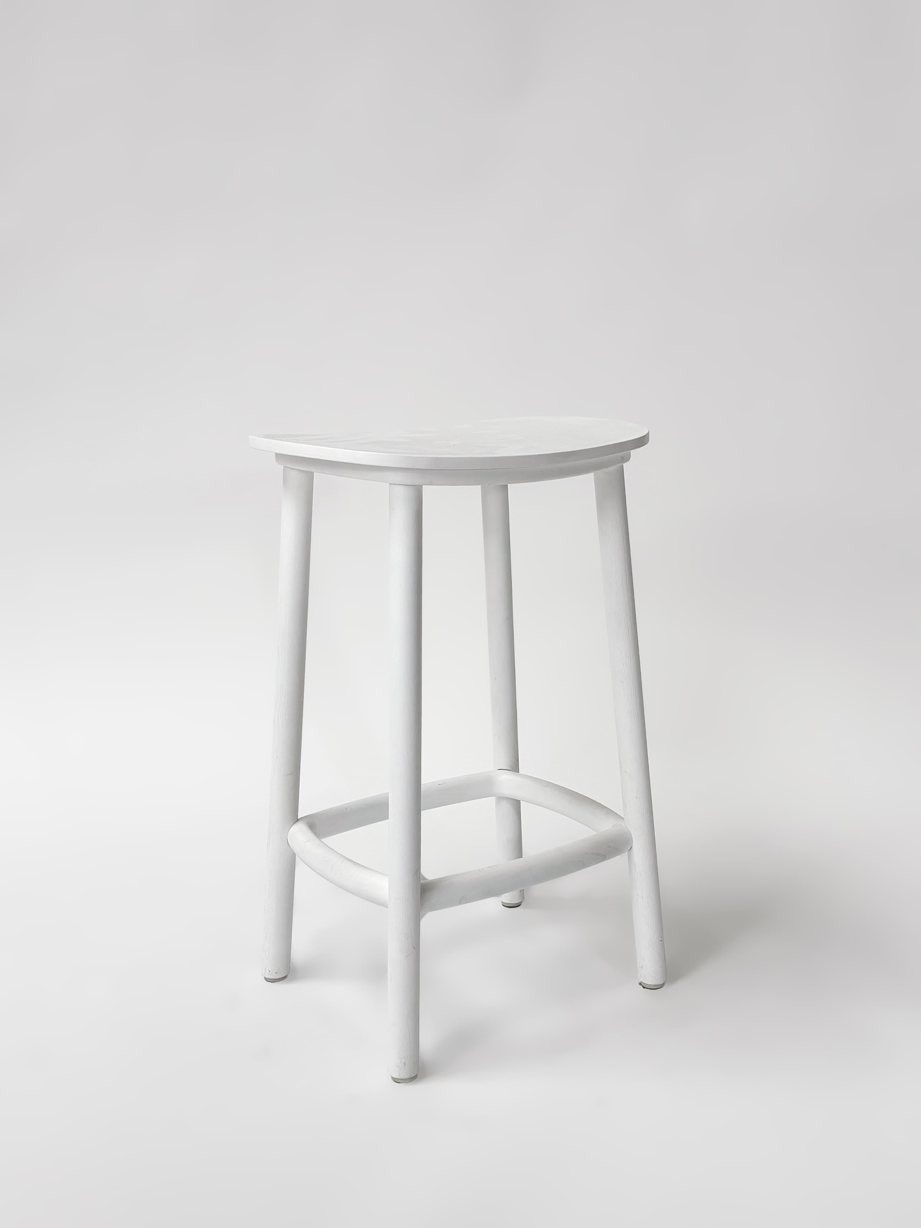 CRUSO Wooden White Oak Stool - 65cm-1