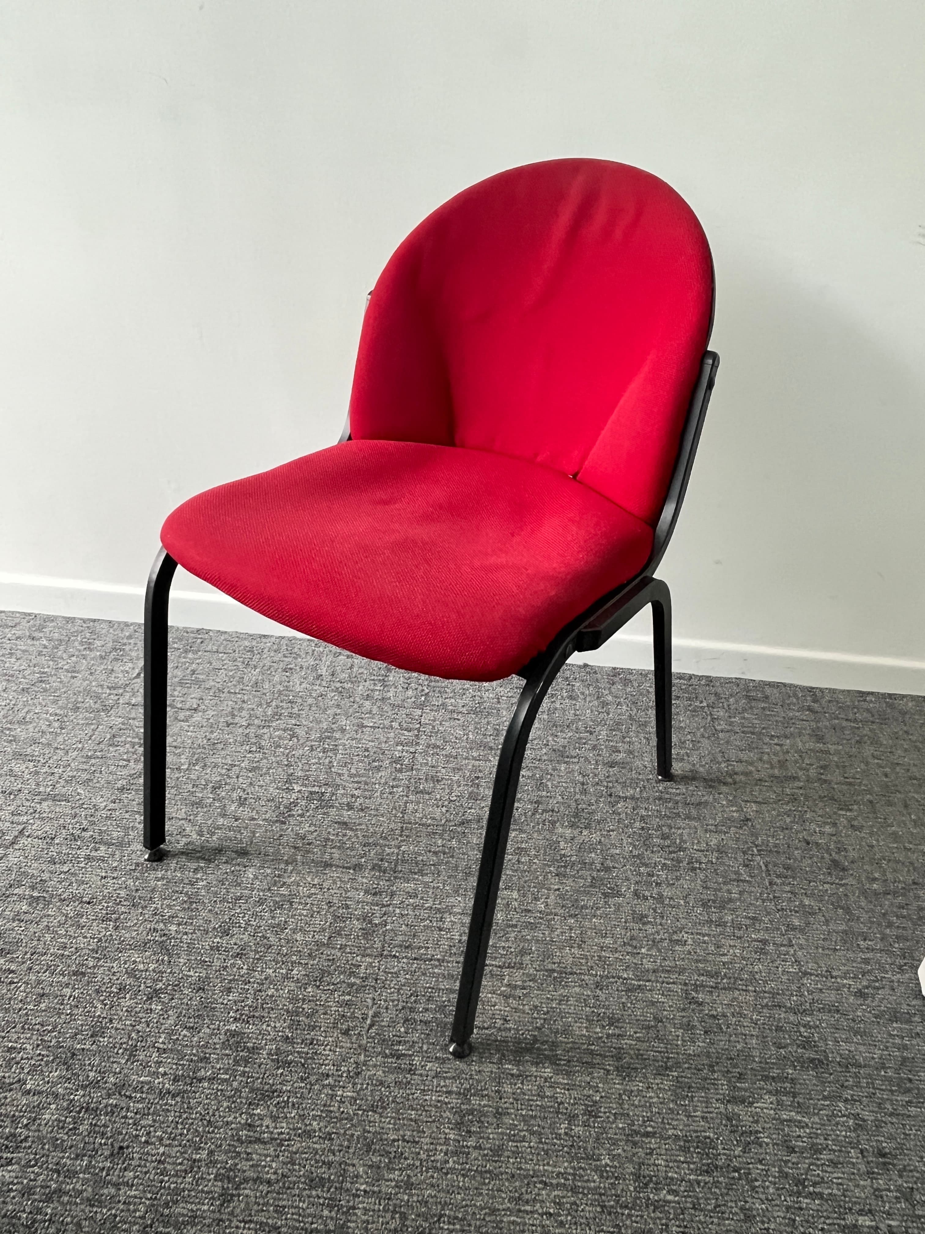 Red with black structure meeting chair without armrests-2