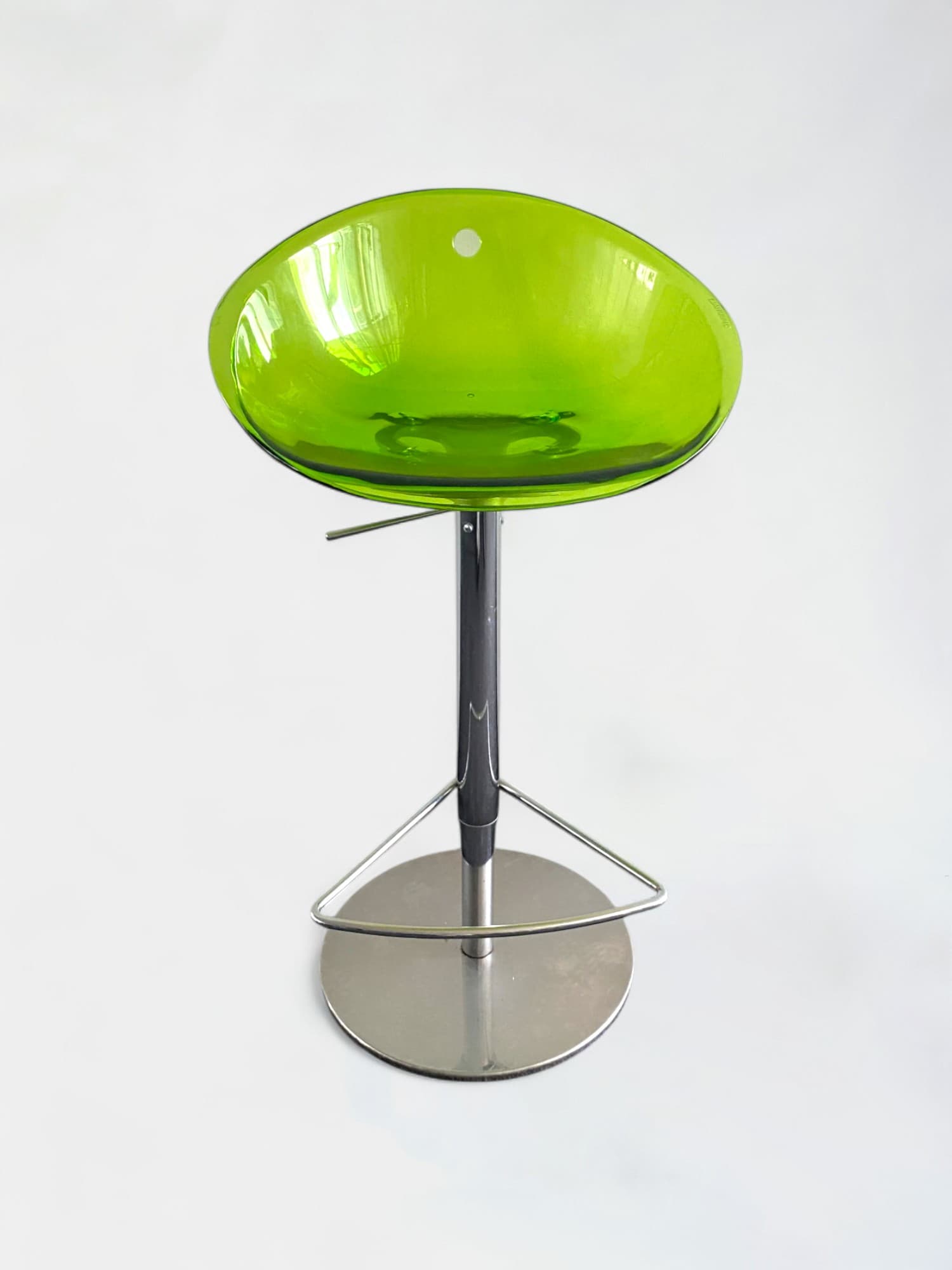Pedrali Lime Green Acrylic Bar Stool with Adjustable Chrome Base-0