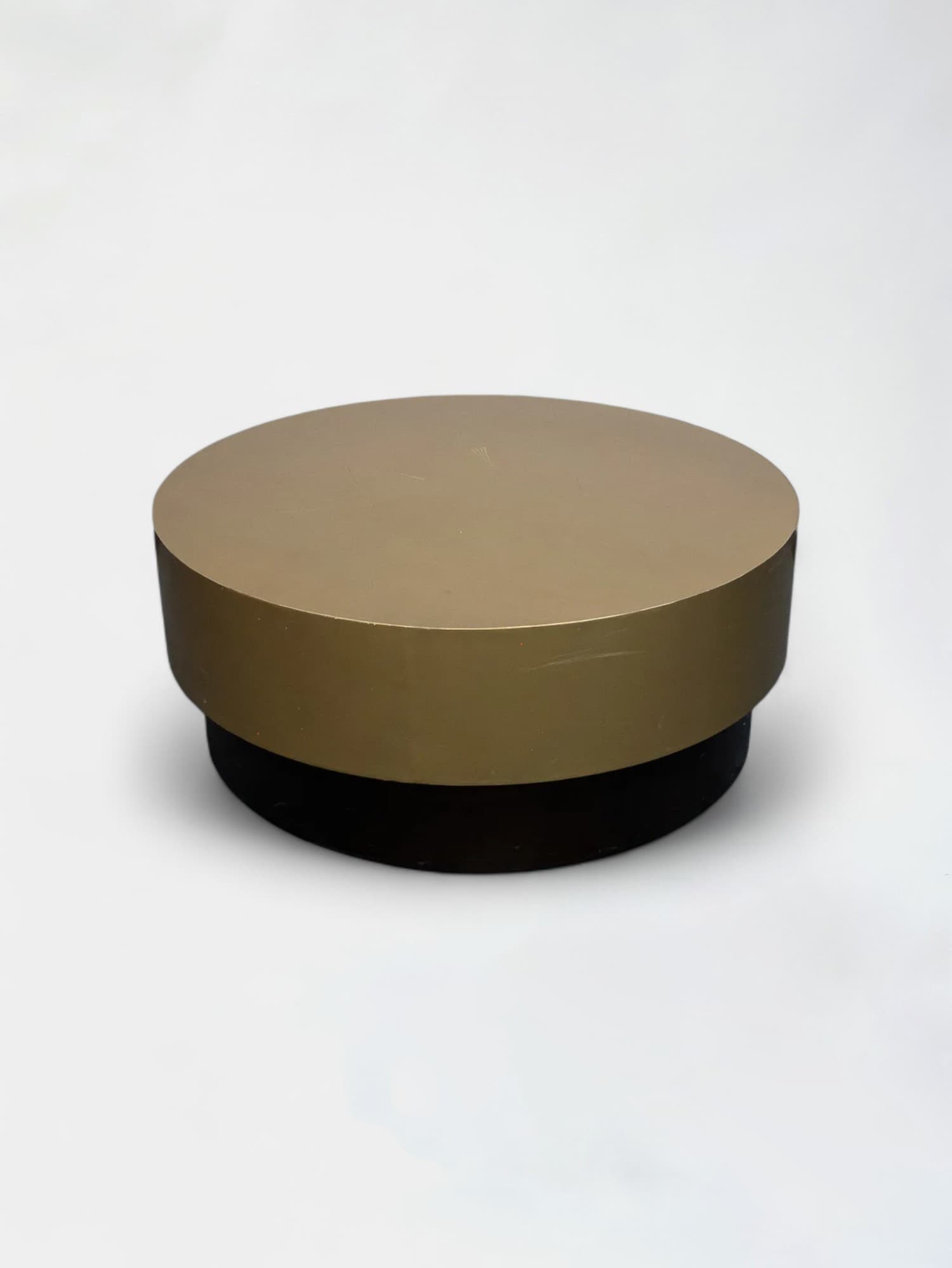 Table basse ronde en métal doré et noir-0