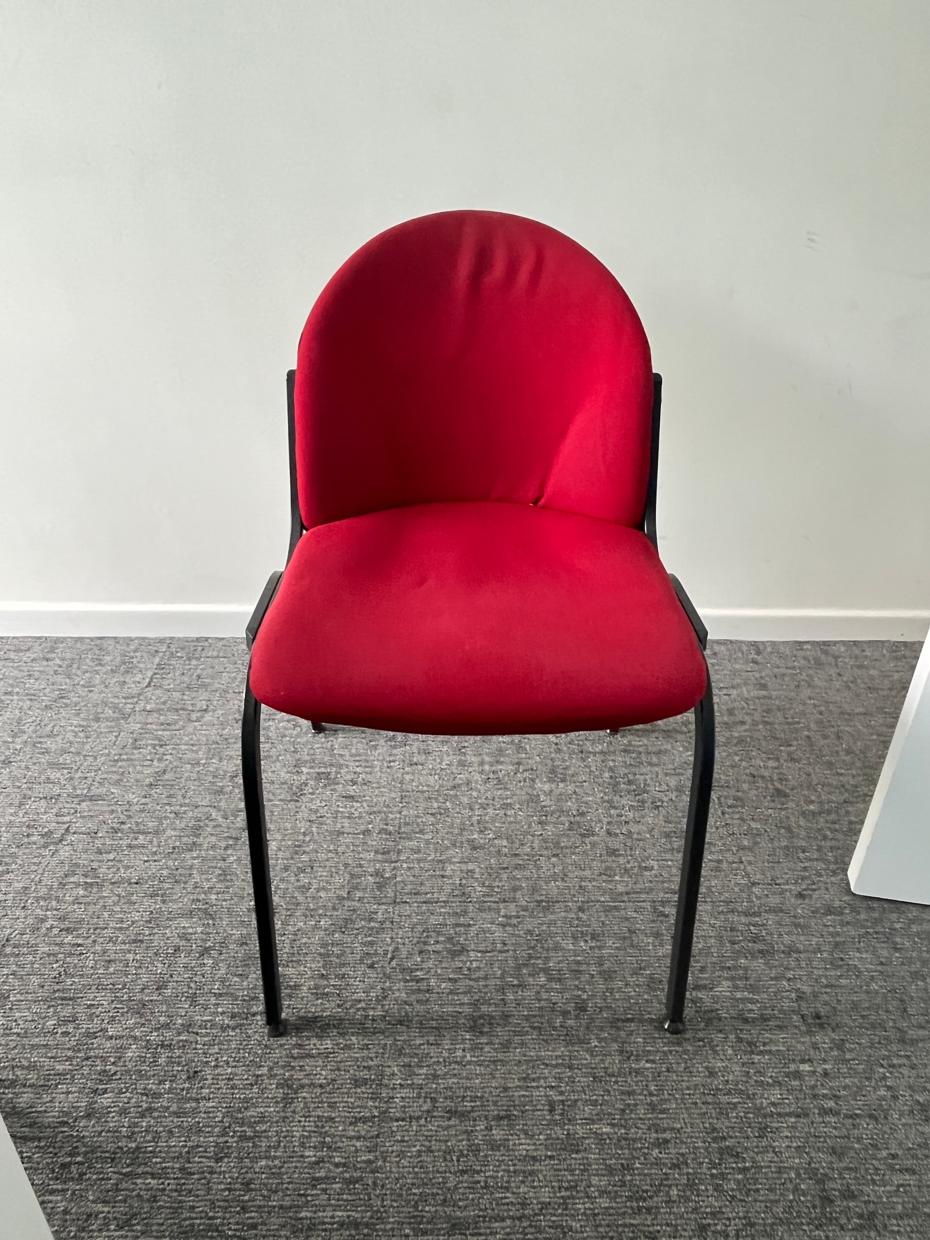 Red with black structure meeting chair without armrests-3
