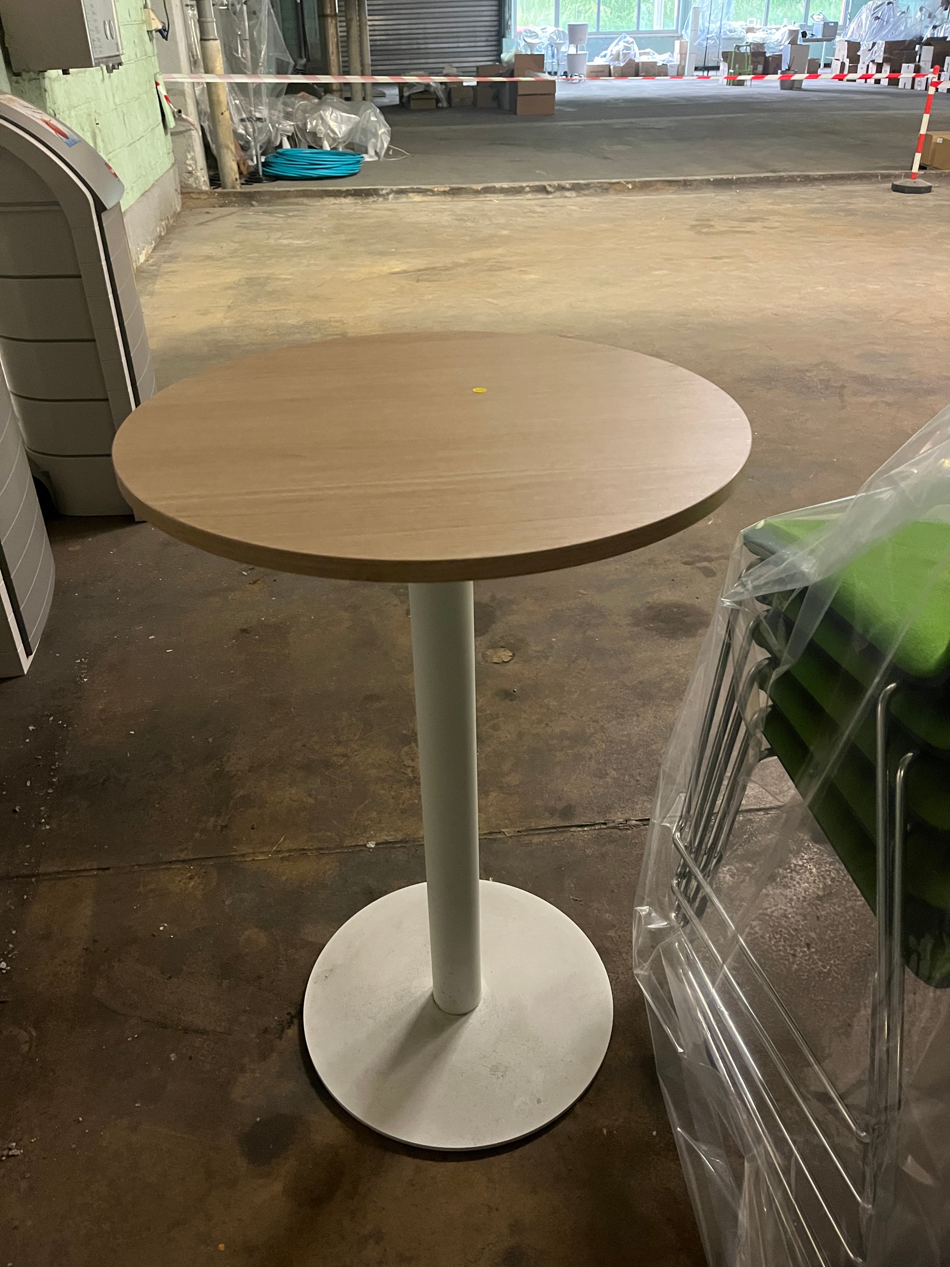 Light Wooden Round high table with white leg-1