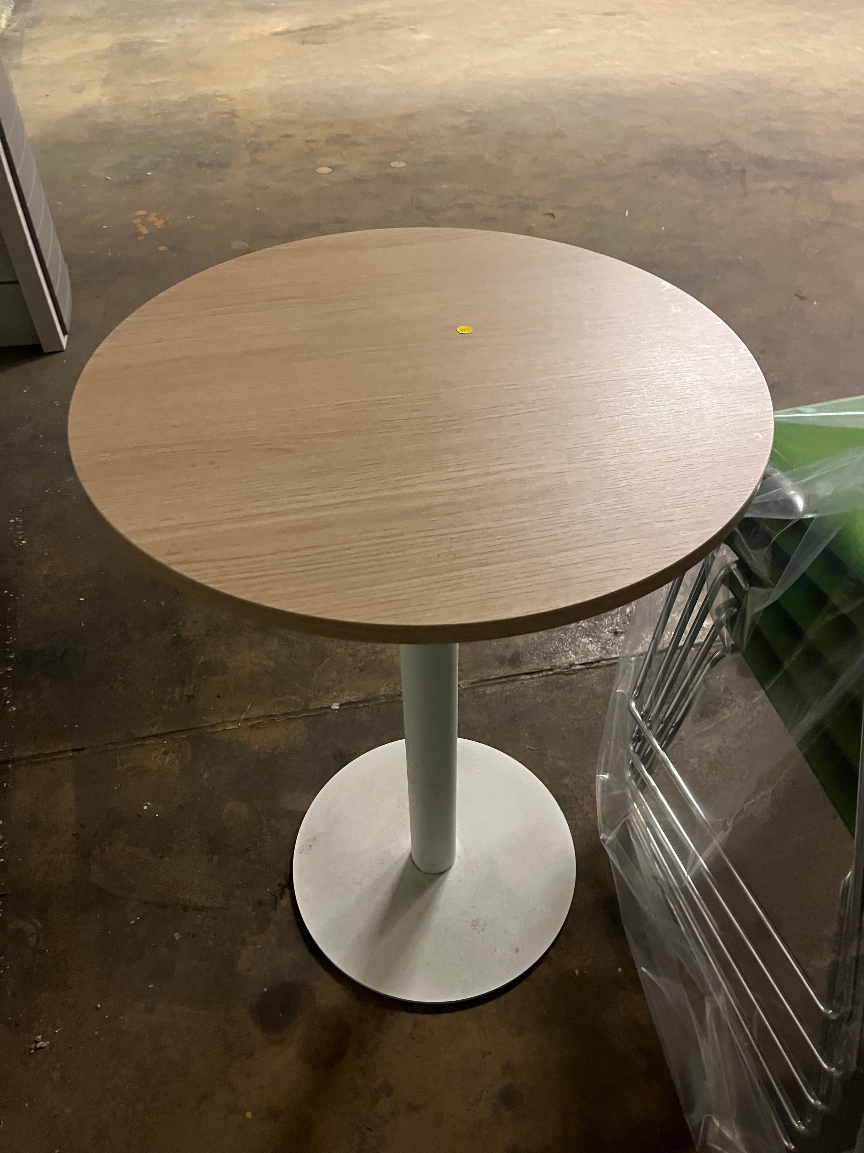 Light Wooden Round high table with white leg-2