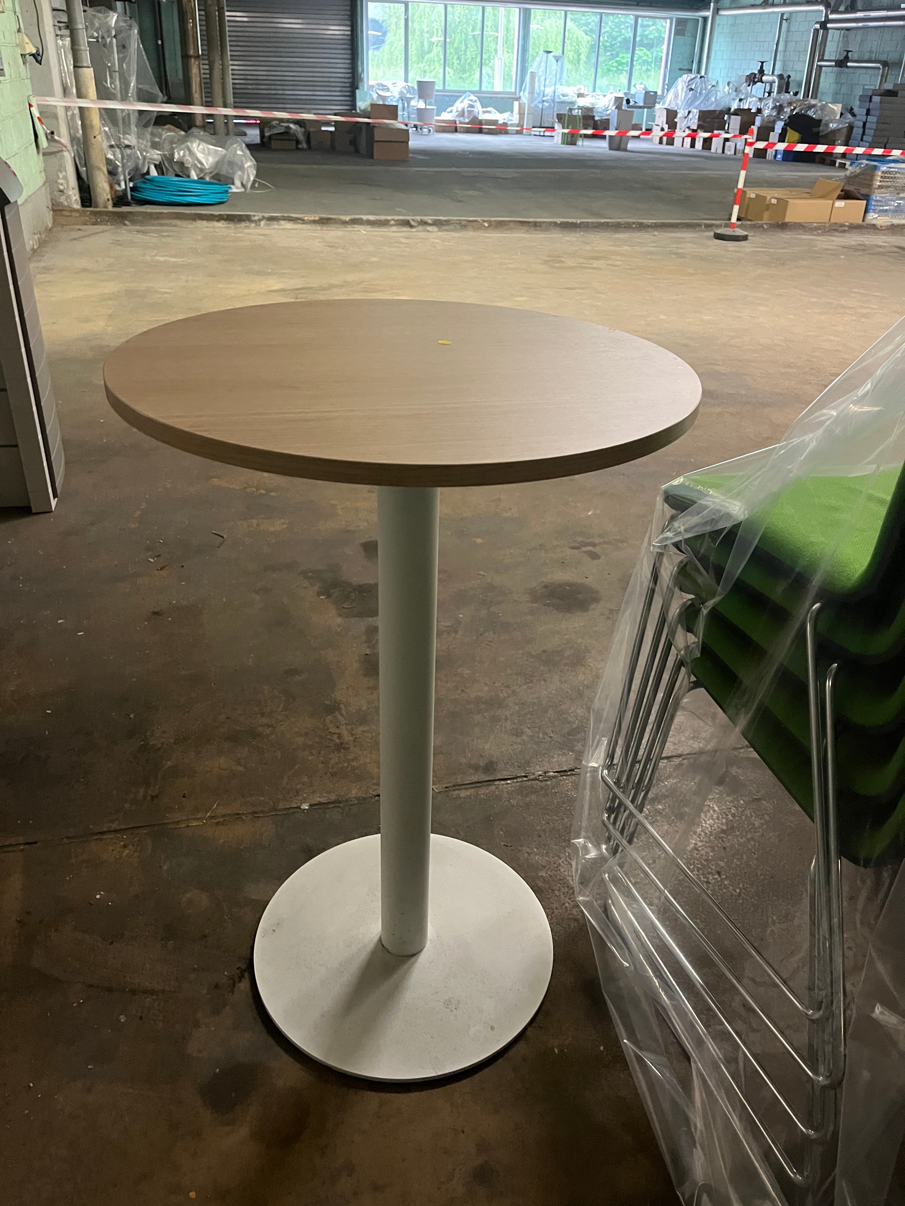 Light Wooden Round high table with white leg-3