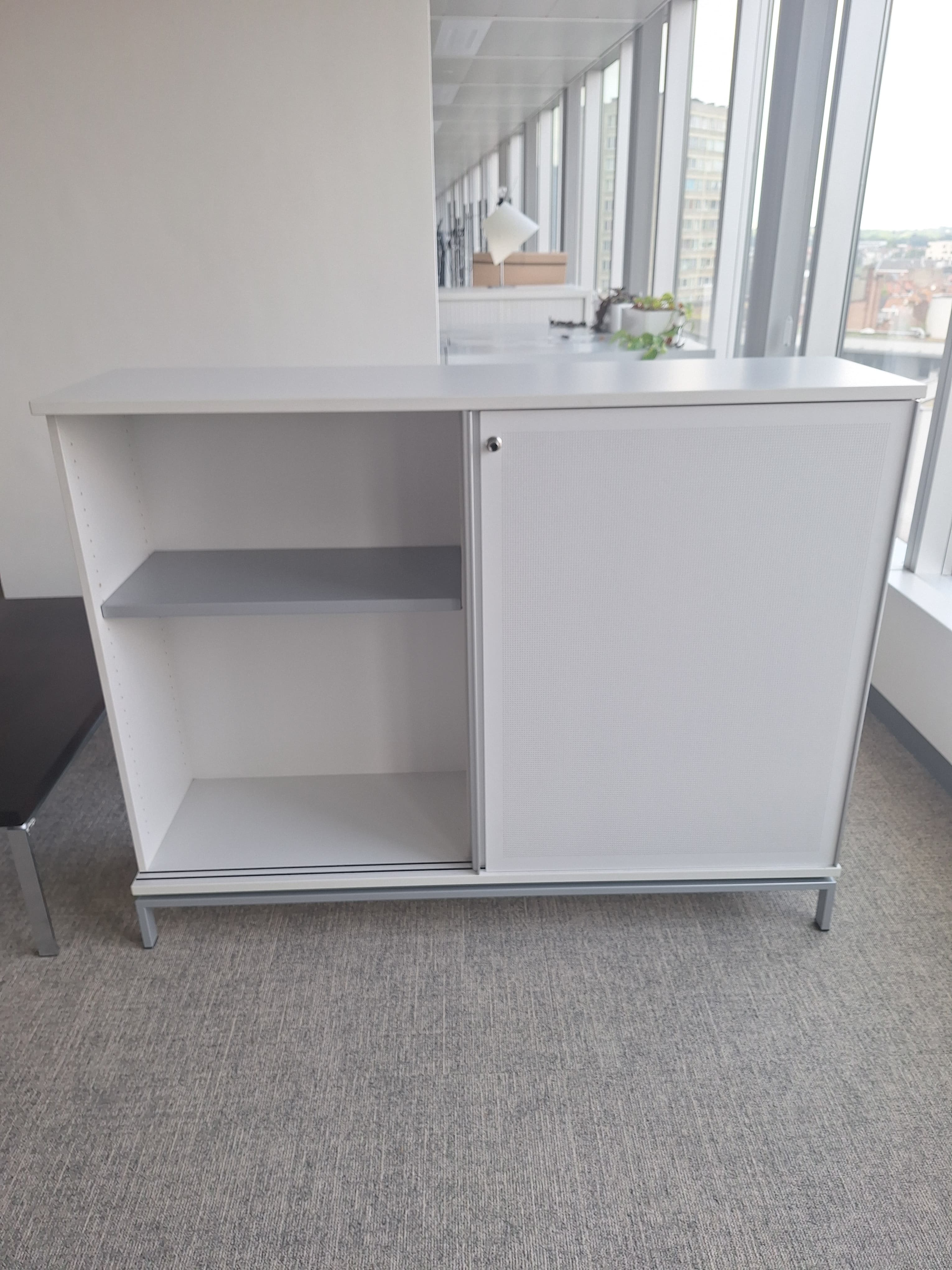 Gray storage with keyless sliding door-2