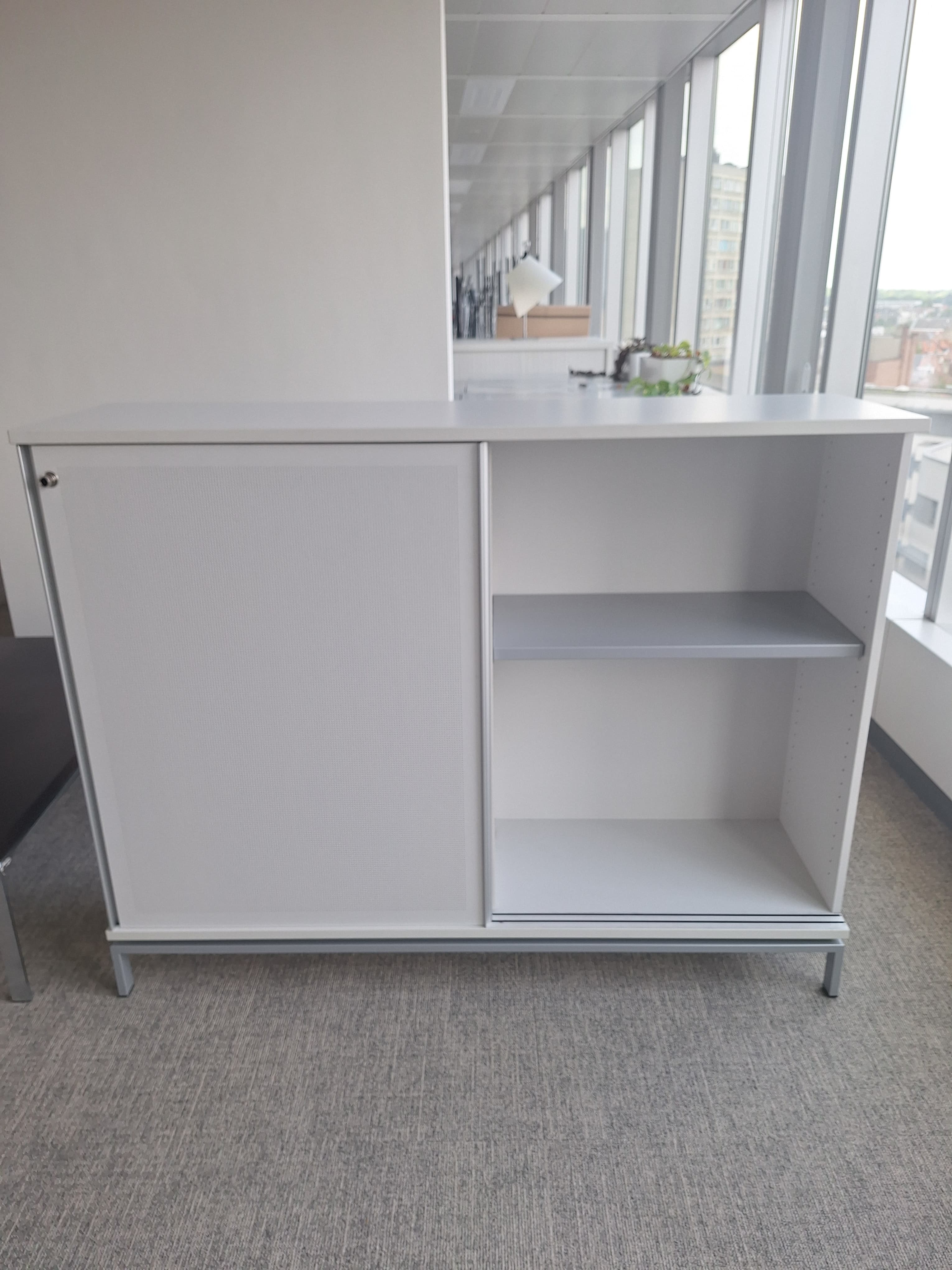 Gray storage with keyless sliding door-3