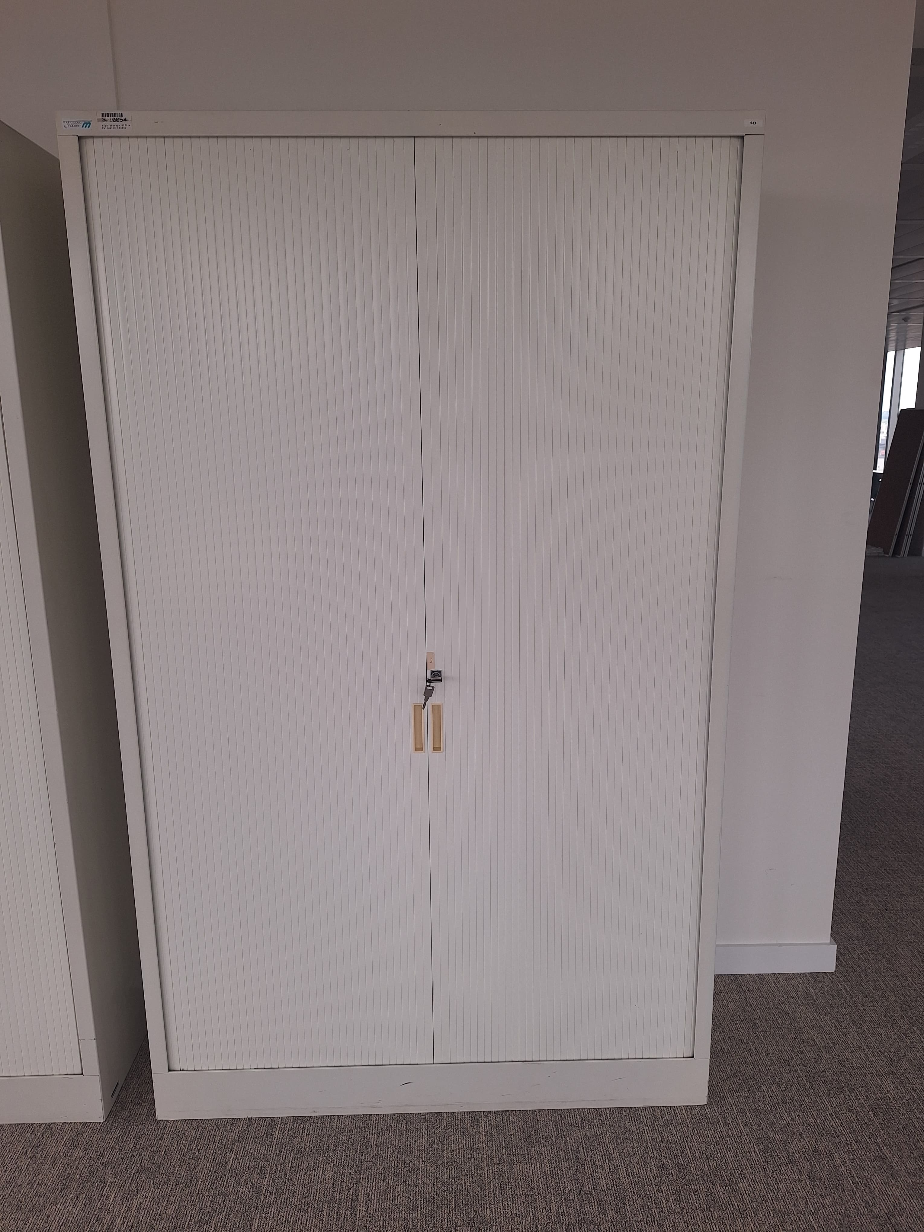 Grey storage unit with keyless sliding door-2