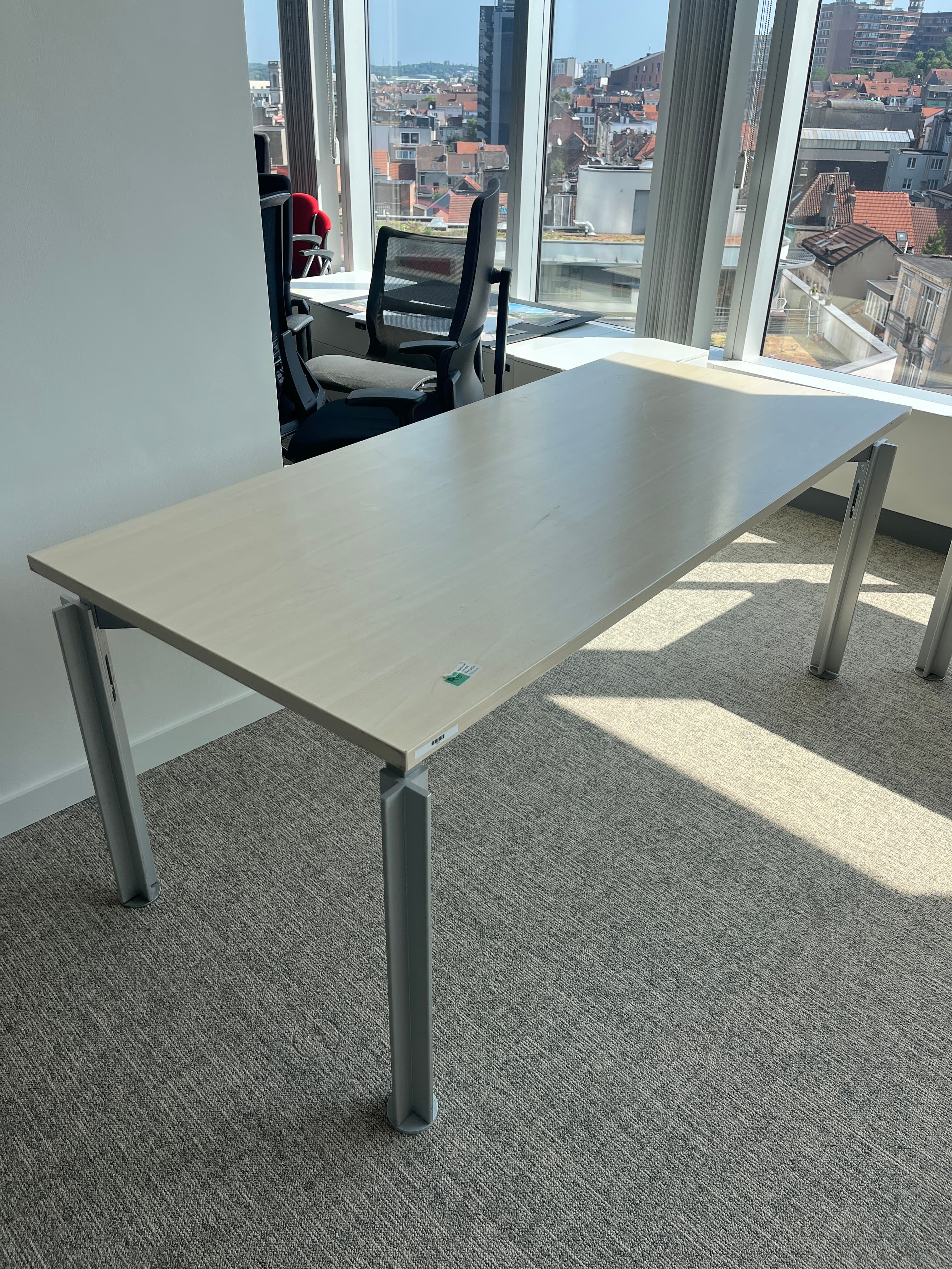 Bulo 180cm beige laminate desk with grey legs-0