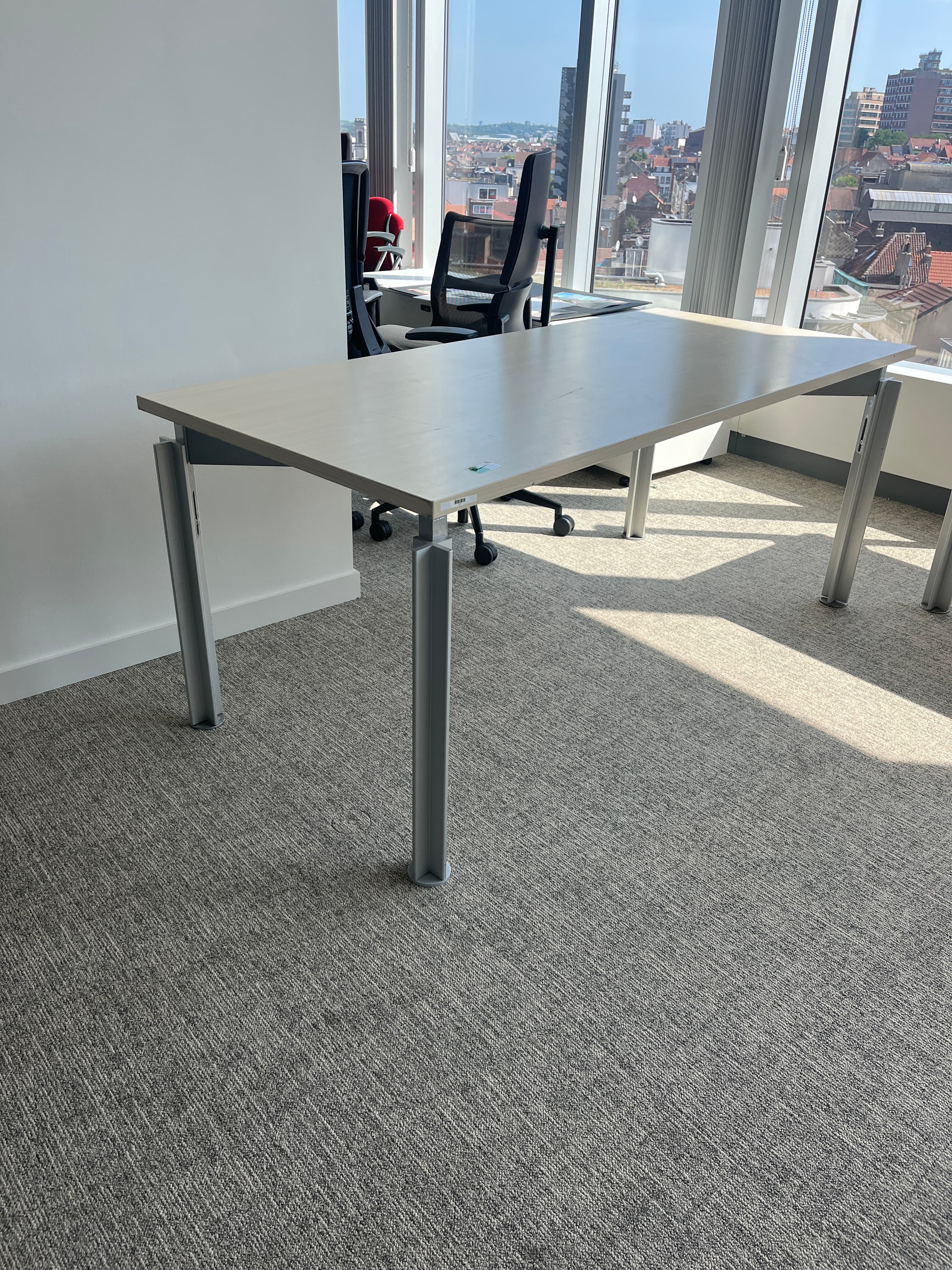 Bulo 180cm beige laminate desk with grey legs-3