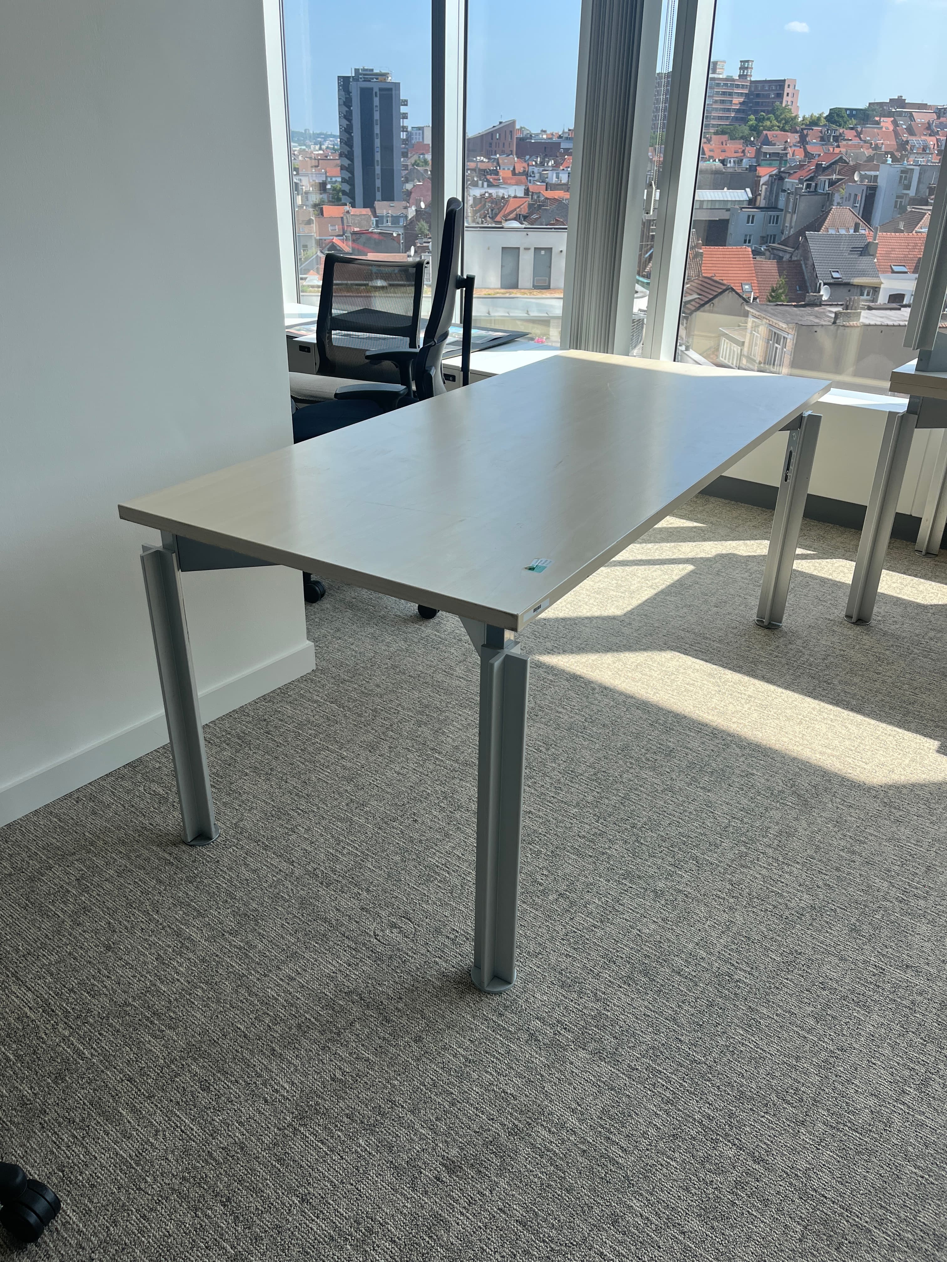 Bulo 180cm beige laminate desk with grey legs-2