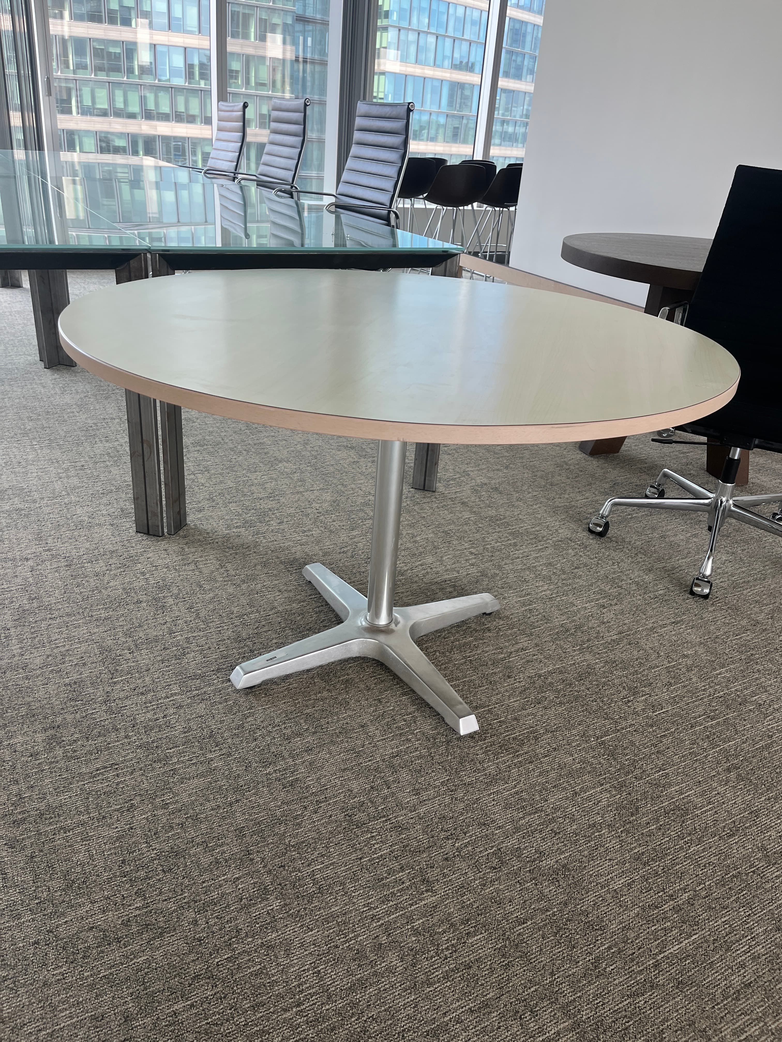 120cm Beige laminaat ronde tafel-2
