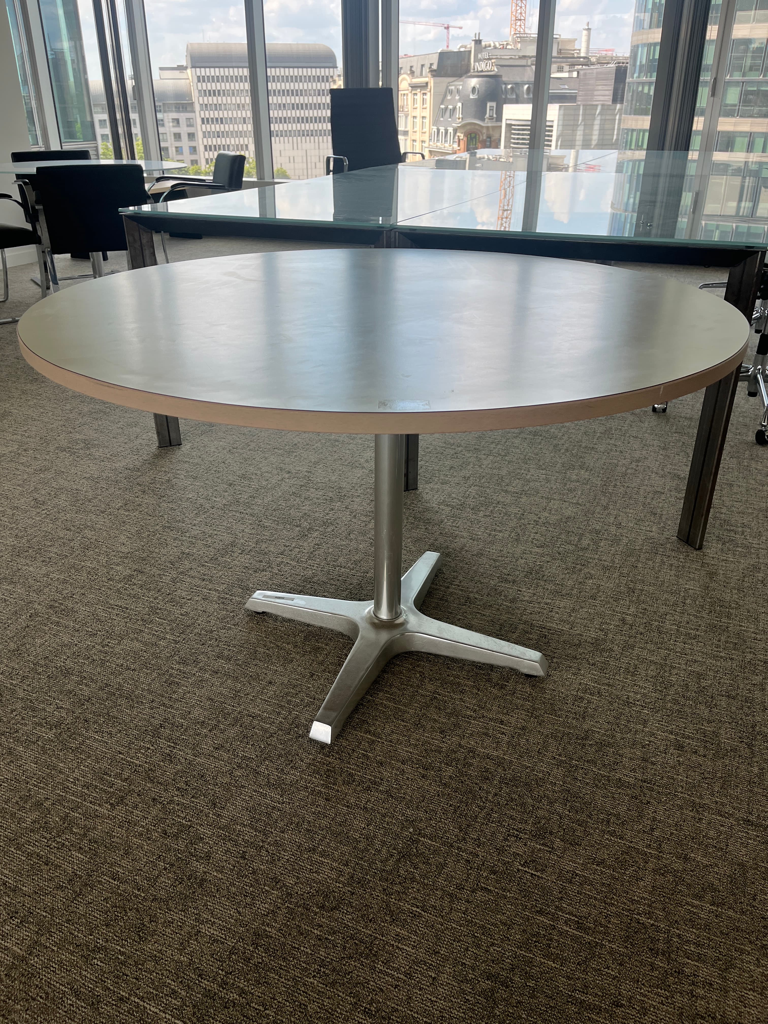 120cm Beige laminaat ronde tafel-3