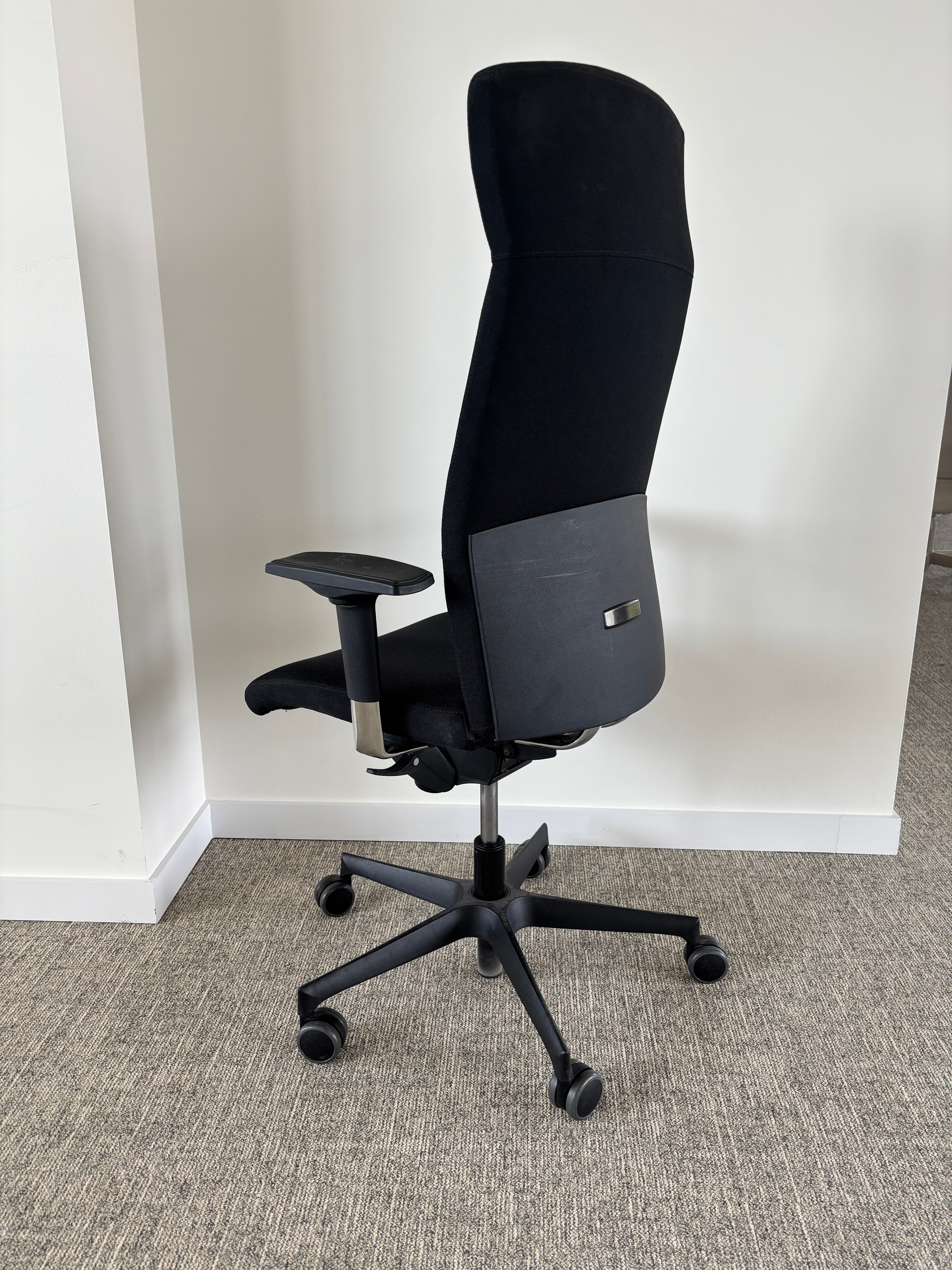 Black fabric office chair with armrest-2