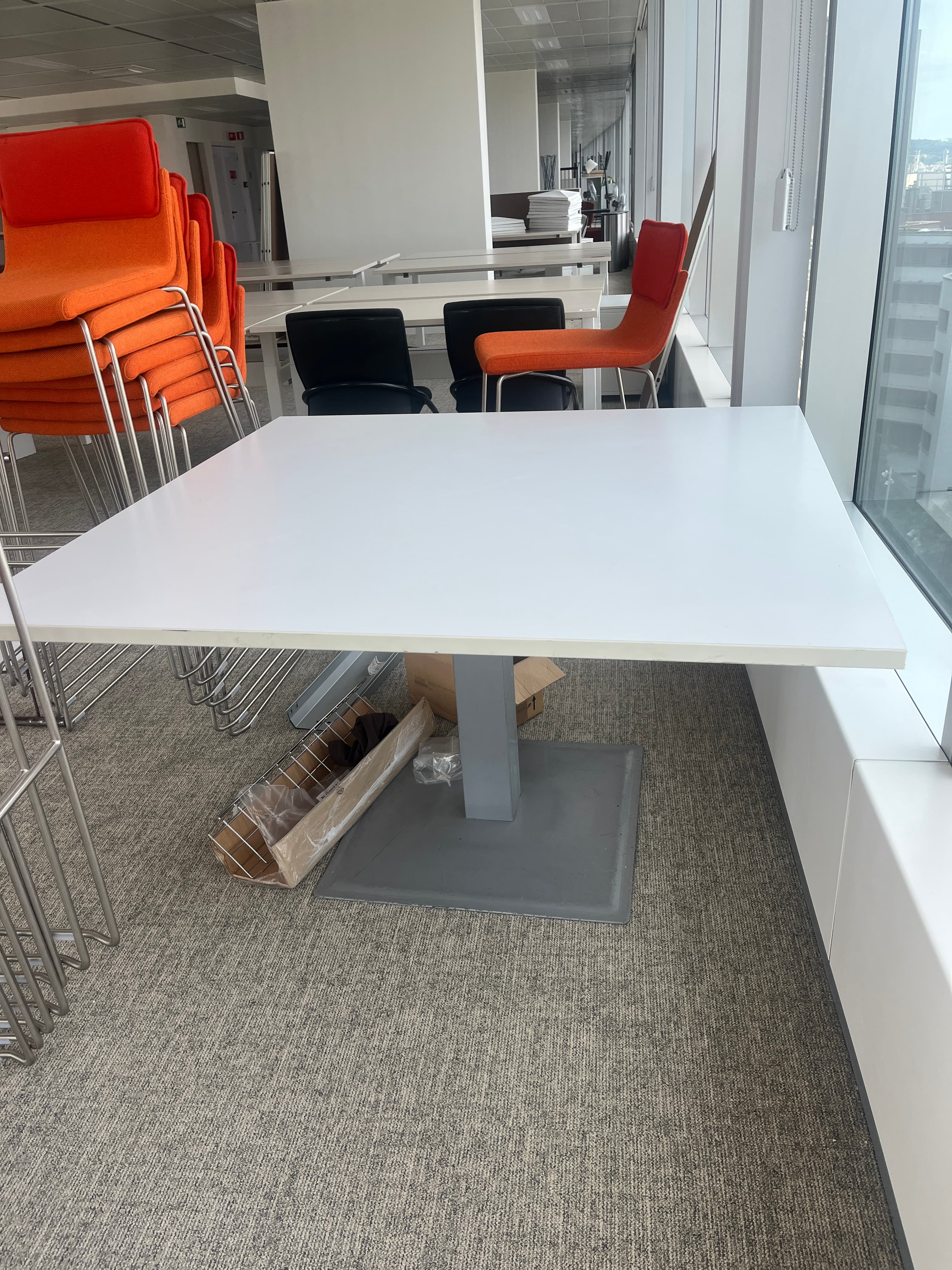 White square table with grey base-1
