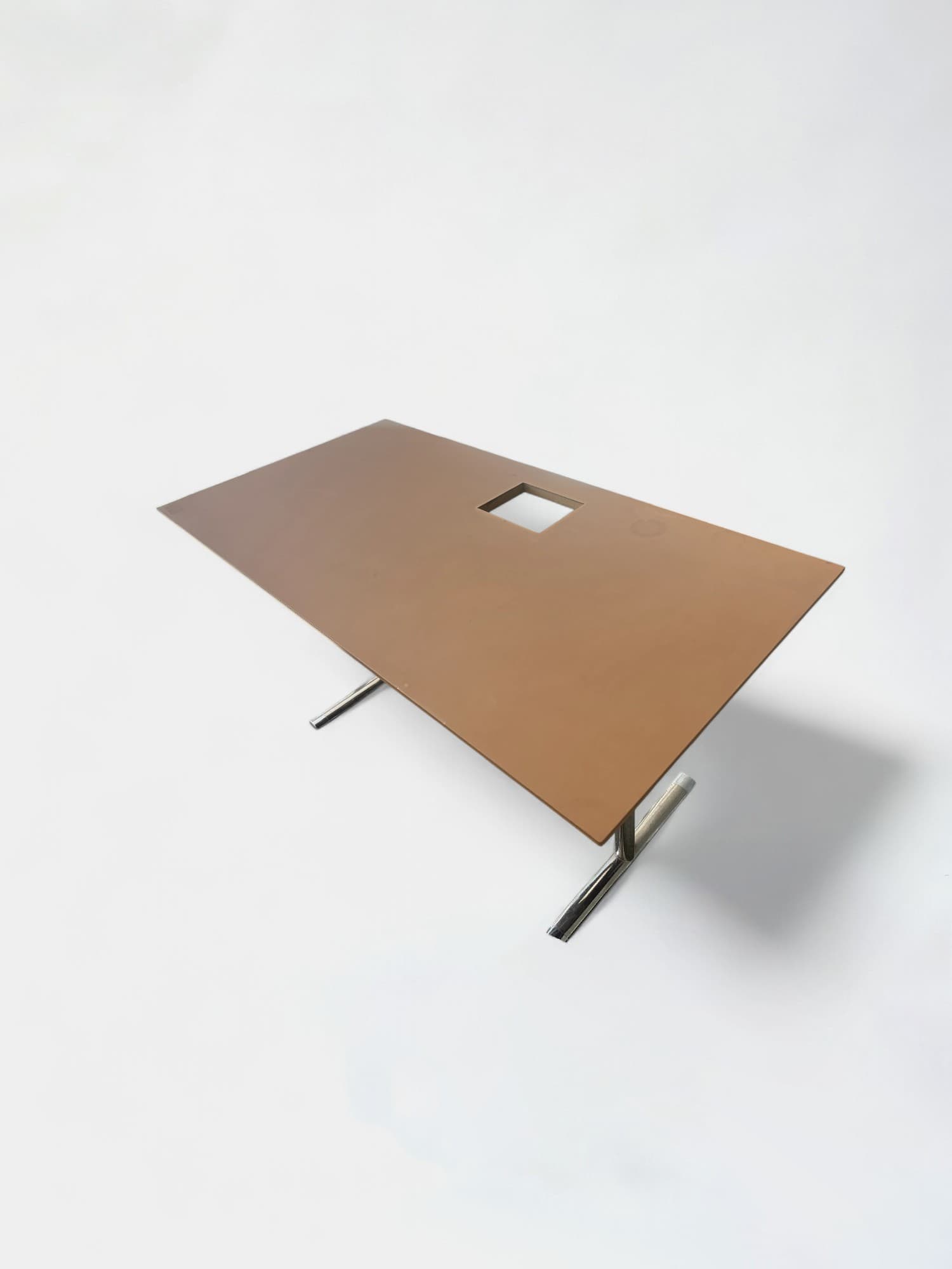 HOWE foldable Camel Leather Table with chromed legs without top access cache-0