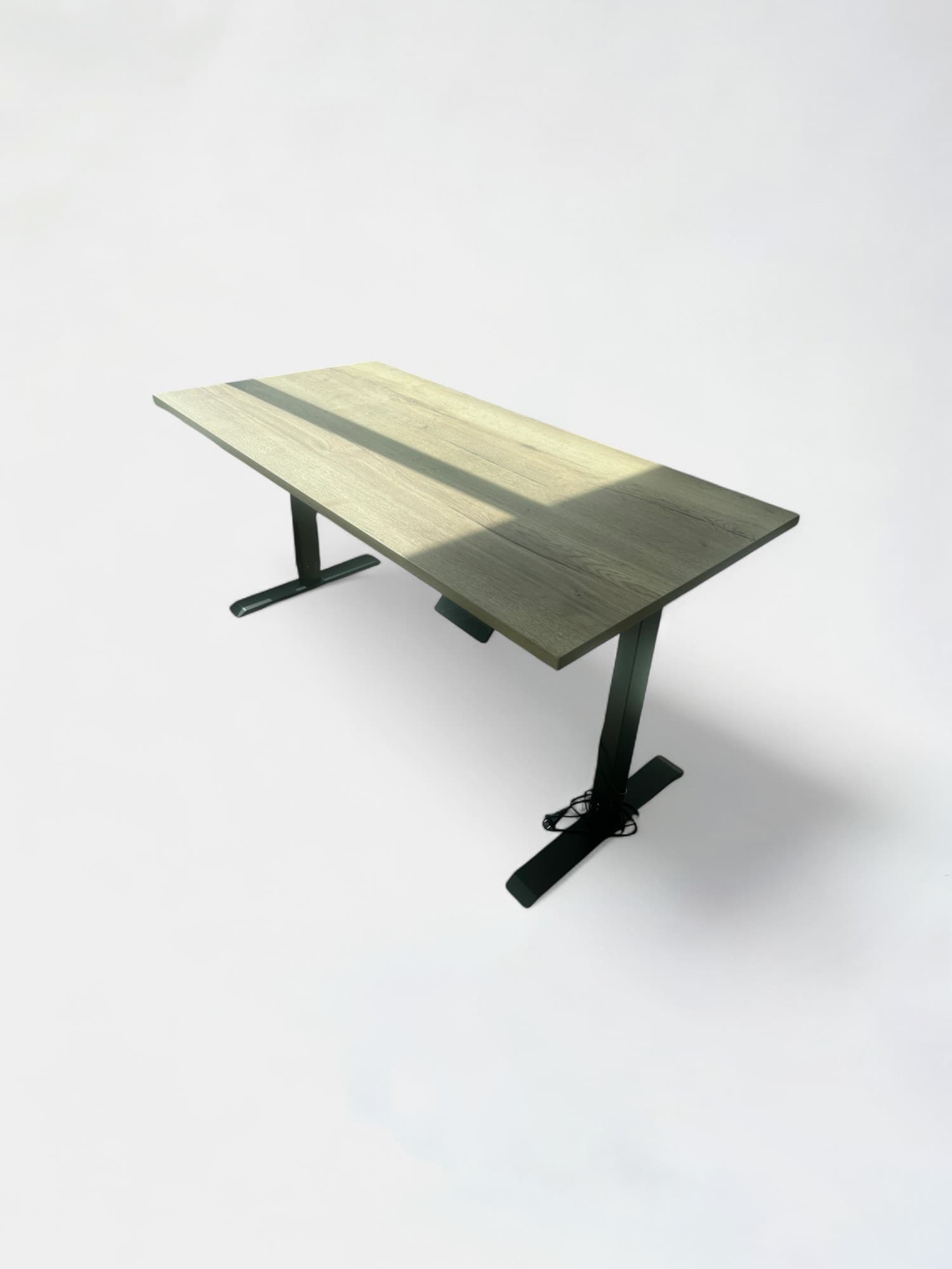 Wooden electric desk with black structure-0