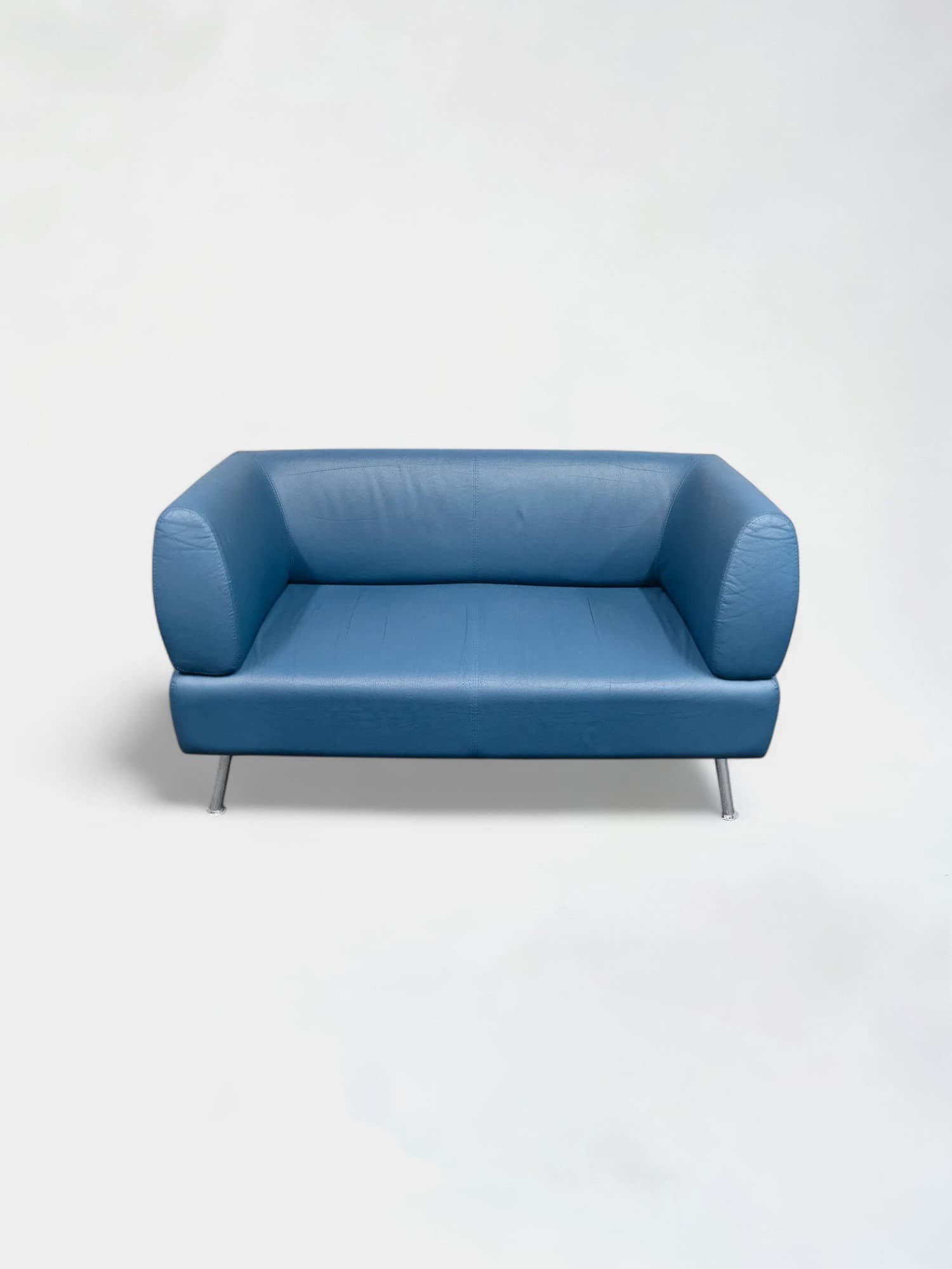 Blue-grey Vintage leather sofa-0