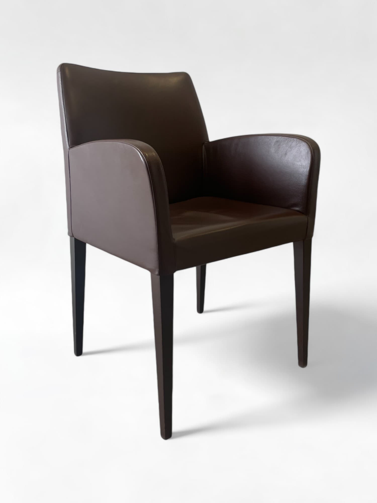 Poltrona Frau - Brown Leather Chair with Armrests-0