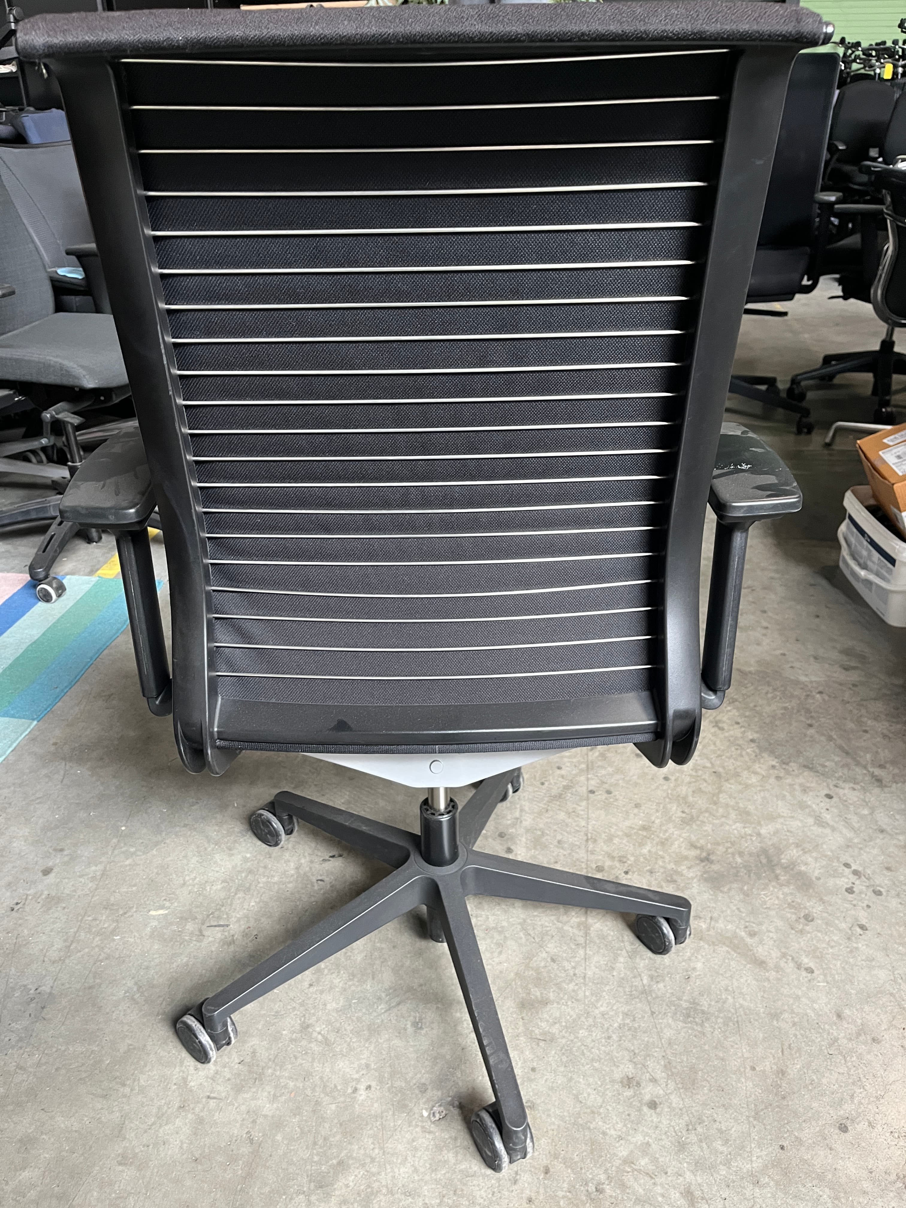 Steelcase Black Fabric Office Chair with damaged Armrests-2