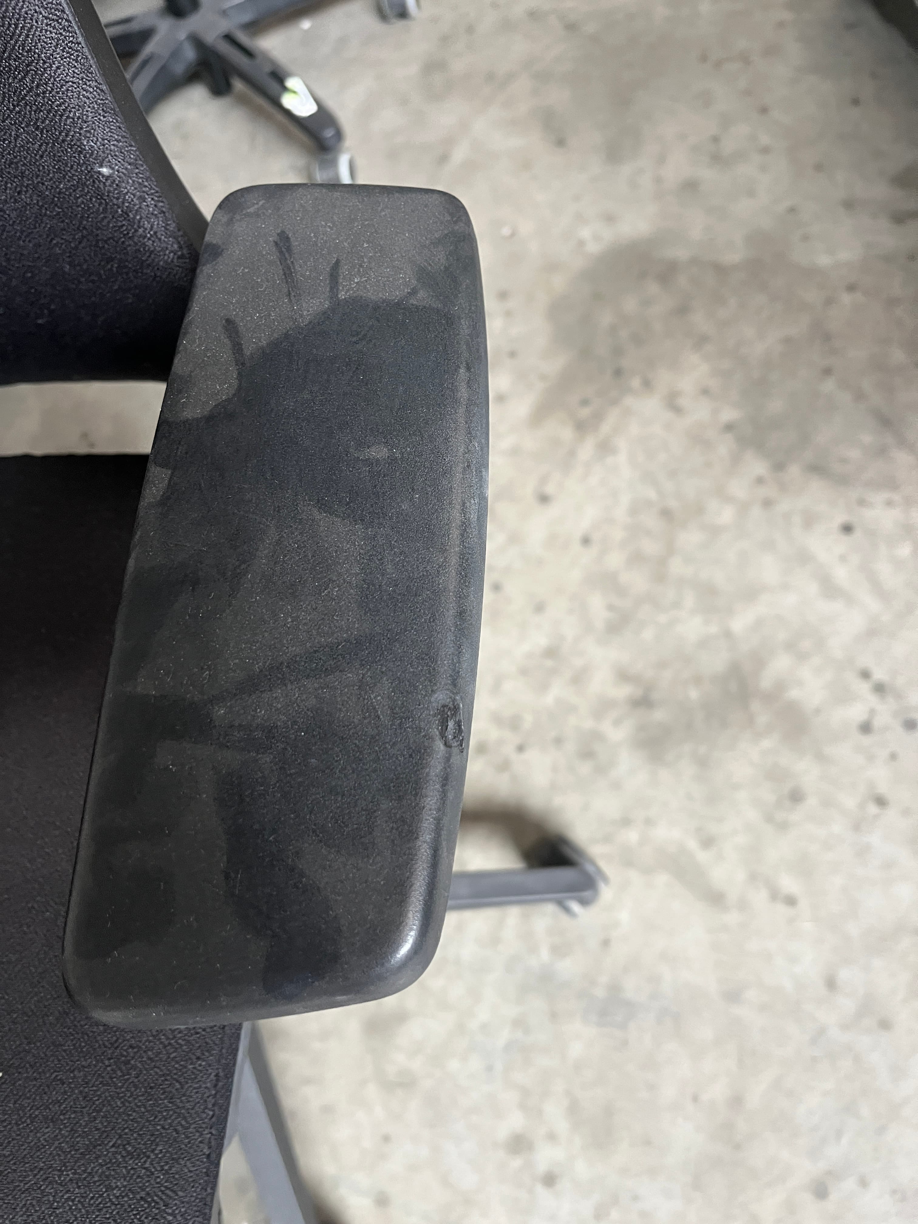 Steelcase Black Fabric Office Chair with damaged Armrests-1
