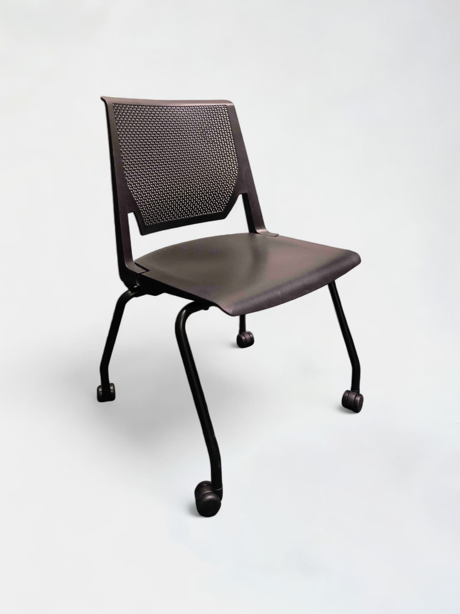 Haworth Black Mesh Office Chair with Lumbar Support on wheels-0