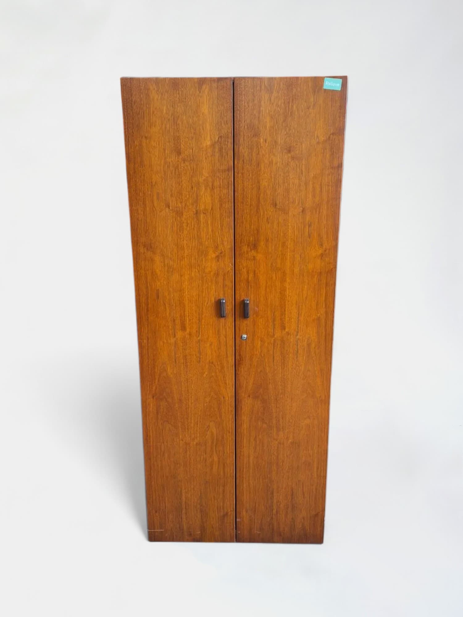 200cm Vintage donkerhouten opbergkast zonder sleutel - Relieve Furniture