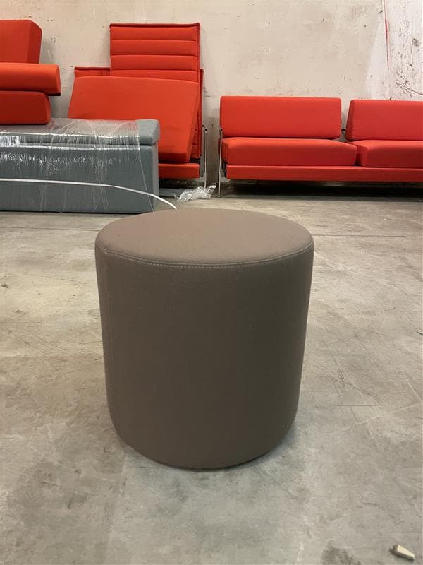 Taupe ronde poef-3