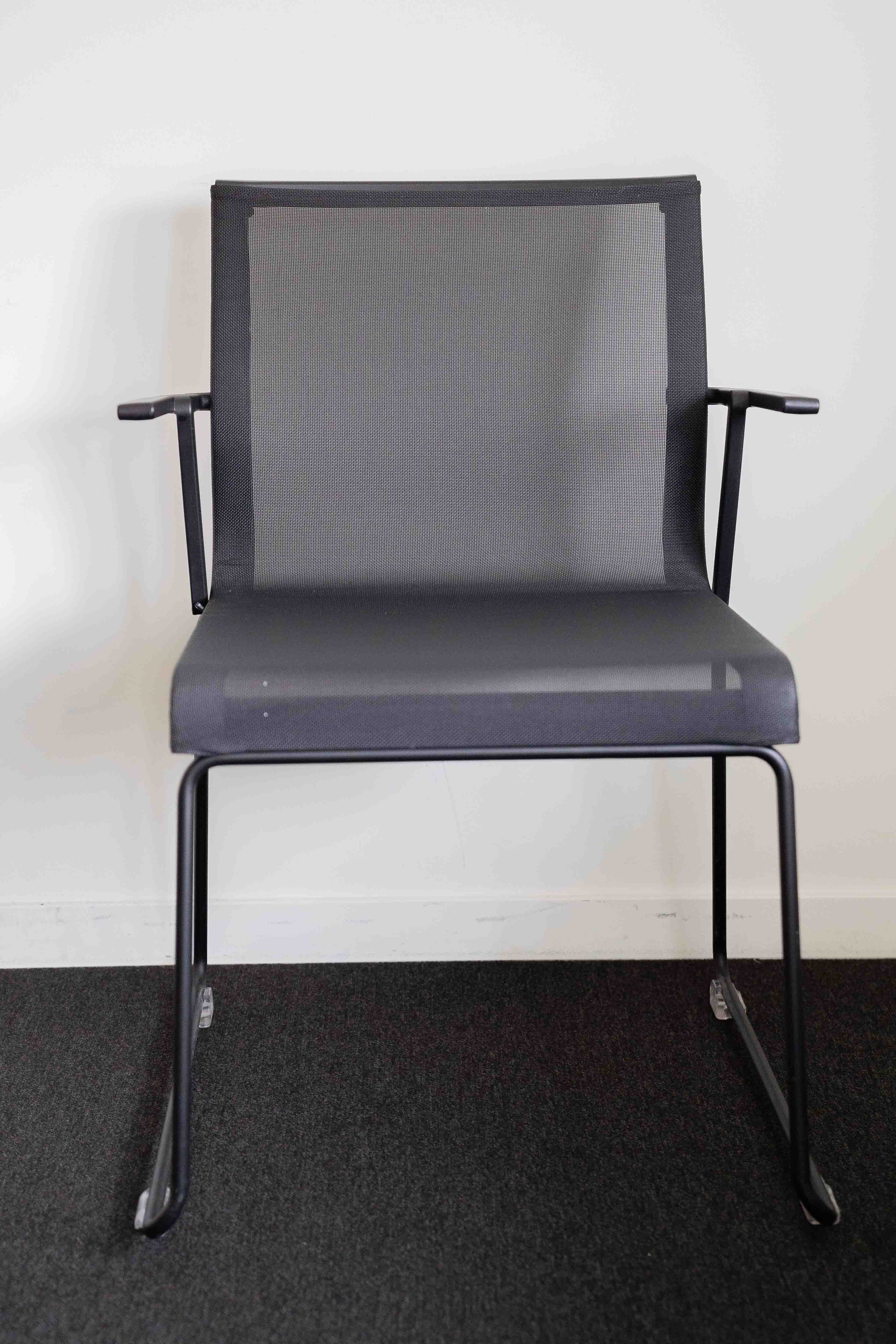 ICF Black Mesh Office Chair with armrests and black legs-1