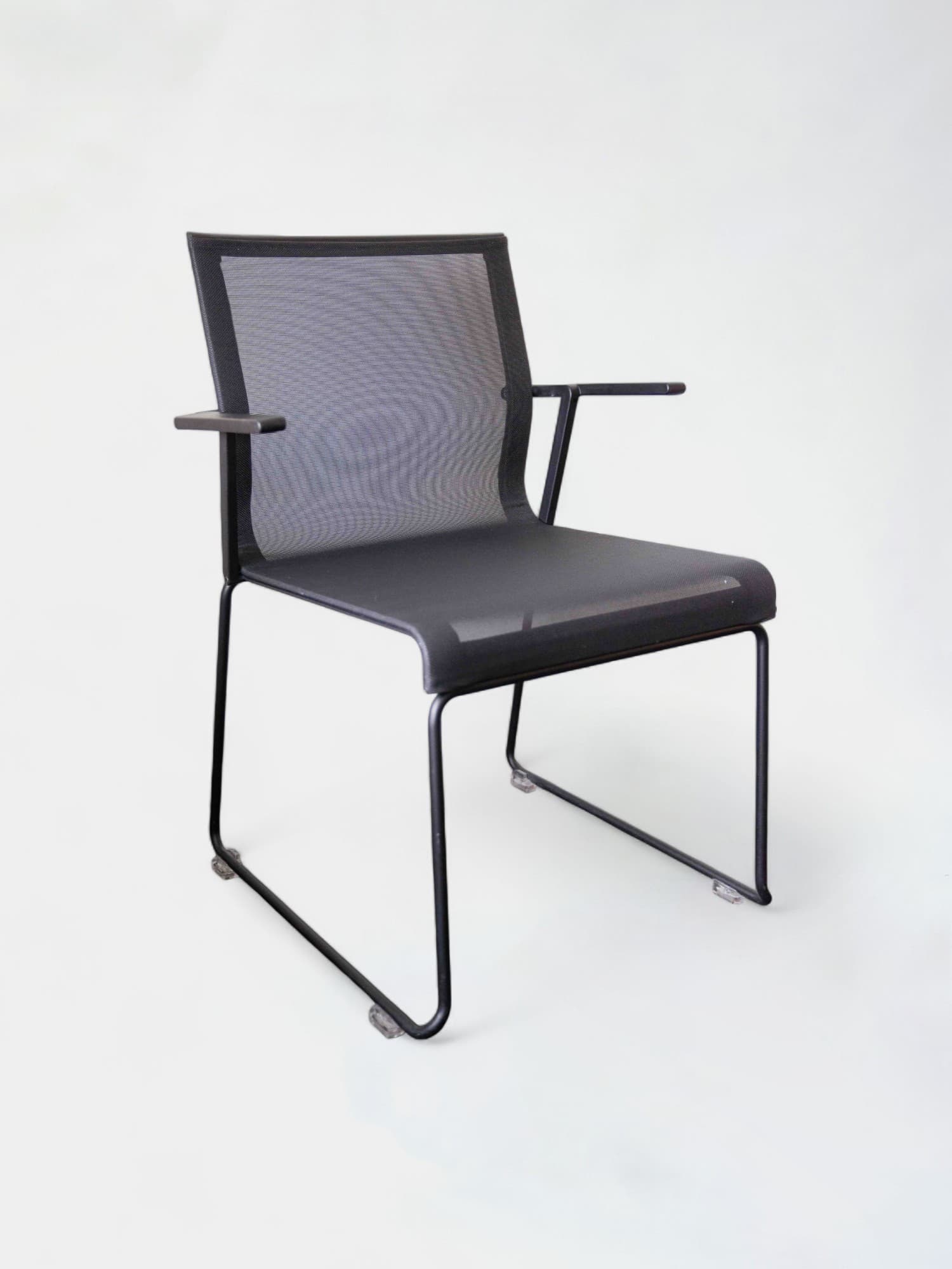 ICF Black Mesh Office Chair with armrests and black legs-0