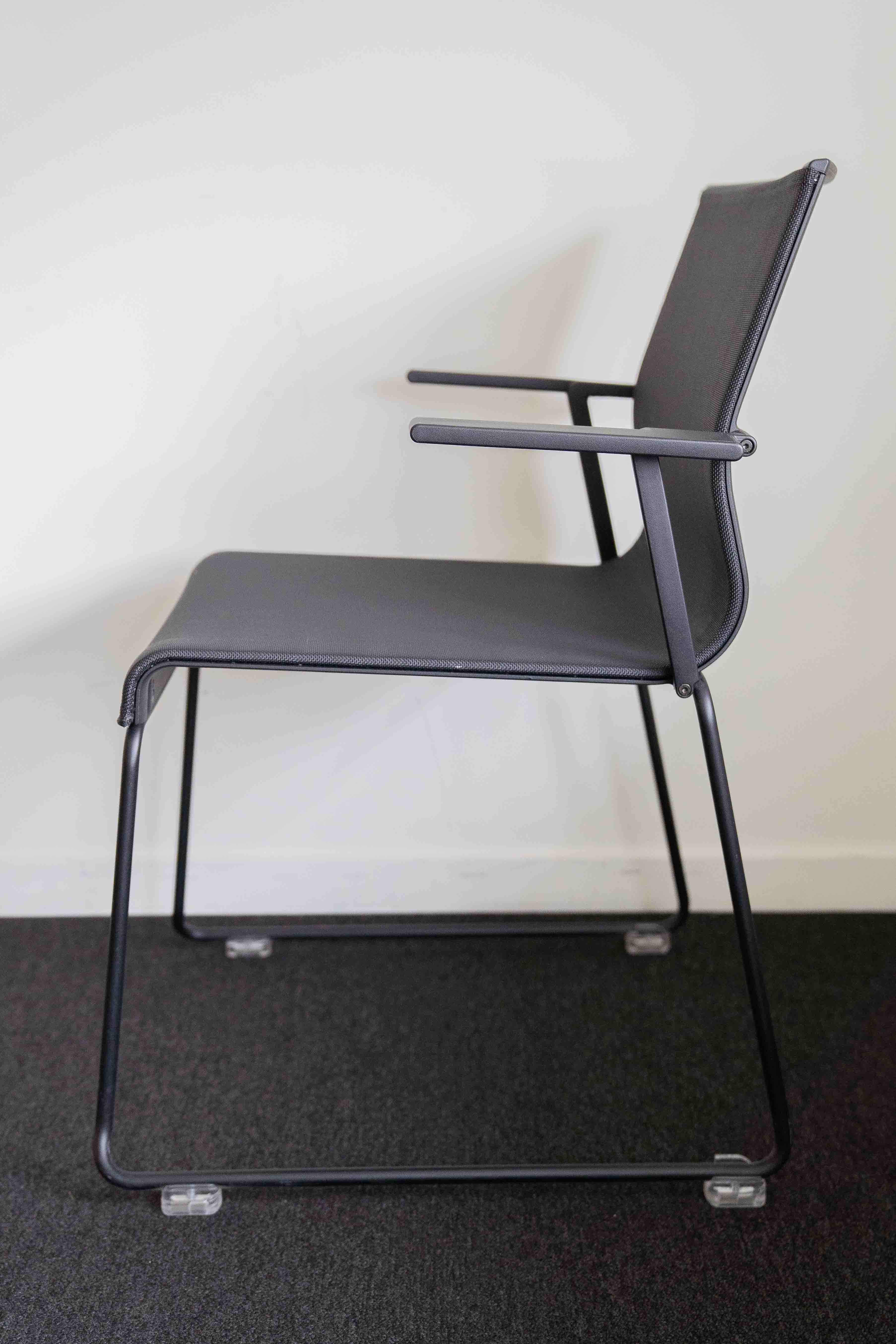 ICF Black Mesh Office Chair with armrests and black legs-4