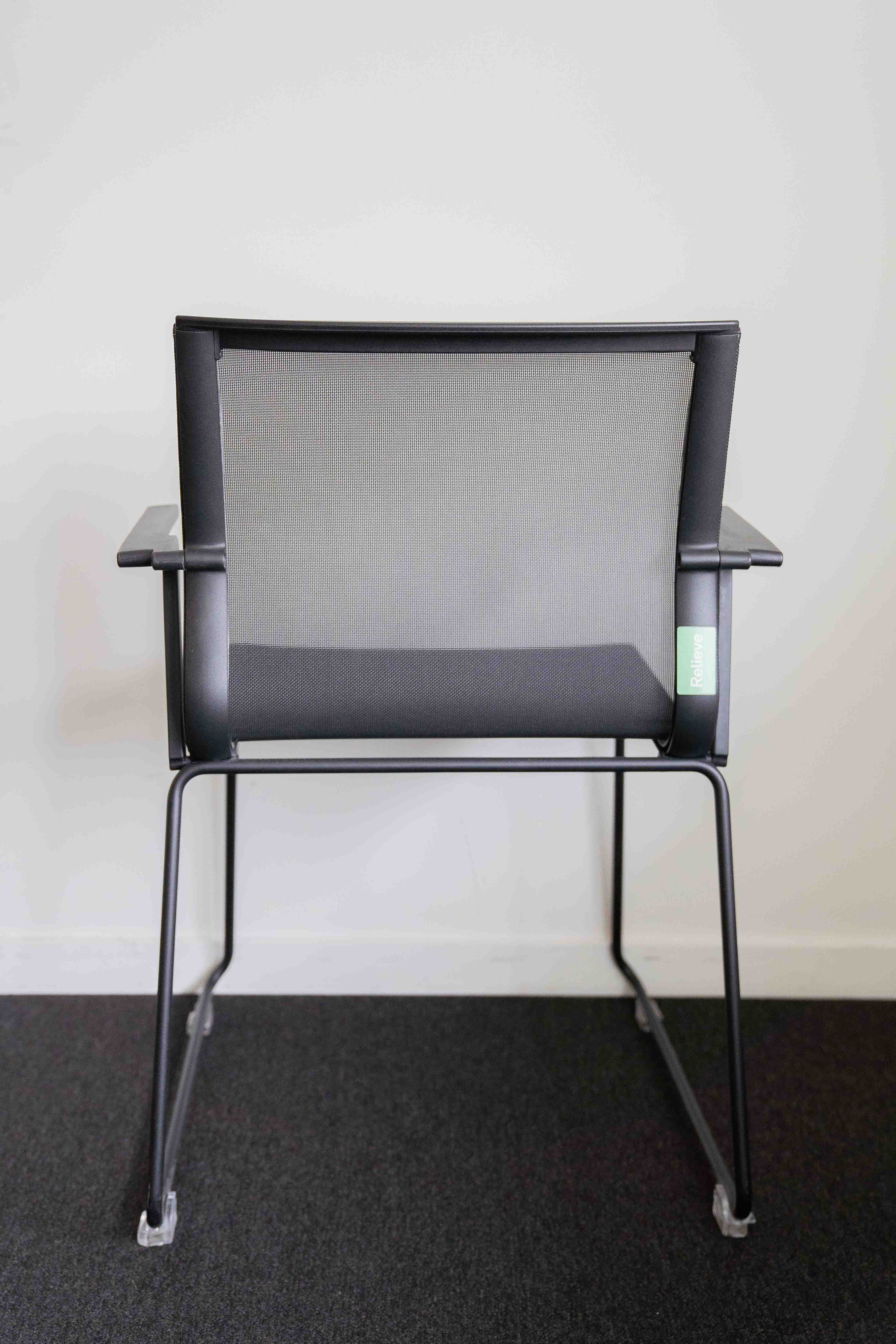 ICF Black Mesh Office Chair with armrests and black legs-3