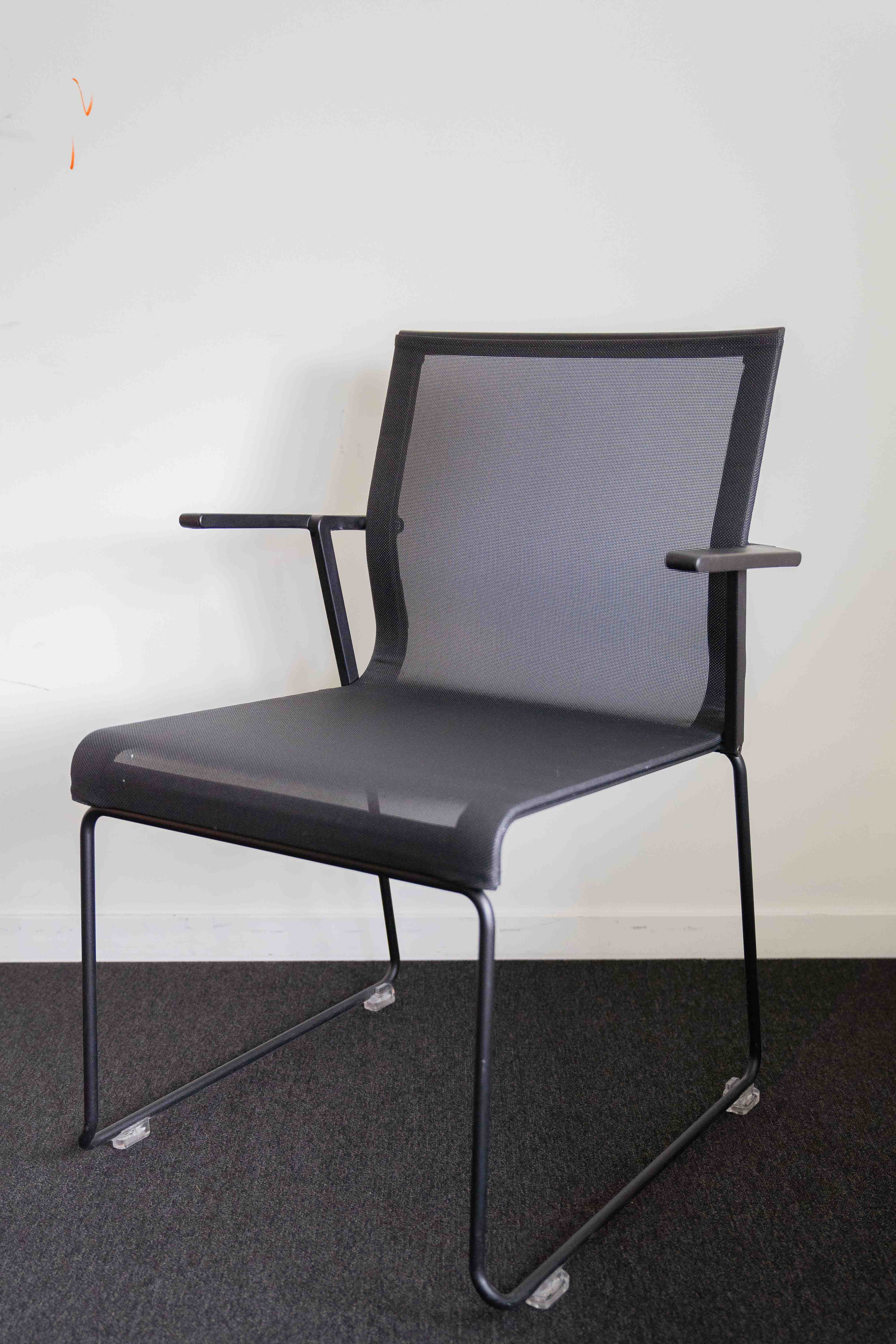 ICF Black Mesh Office Chair with armrests and black legs-2