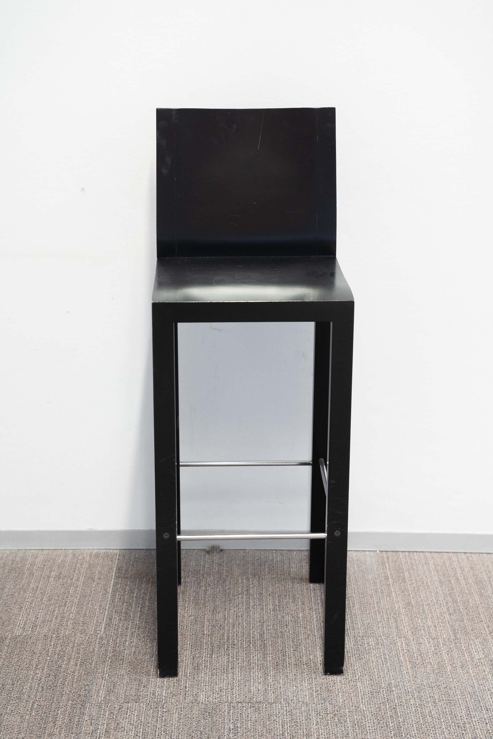 Dietiker black wooden high chairs with metal footrests-5